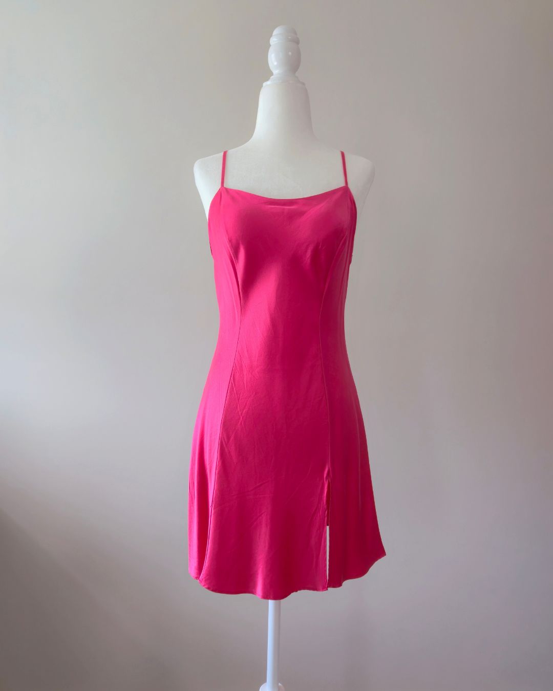 1990s Vintage Victoria's Secret Hot Pink Silk Slip  Ariel Yujin