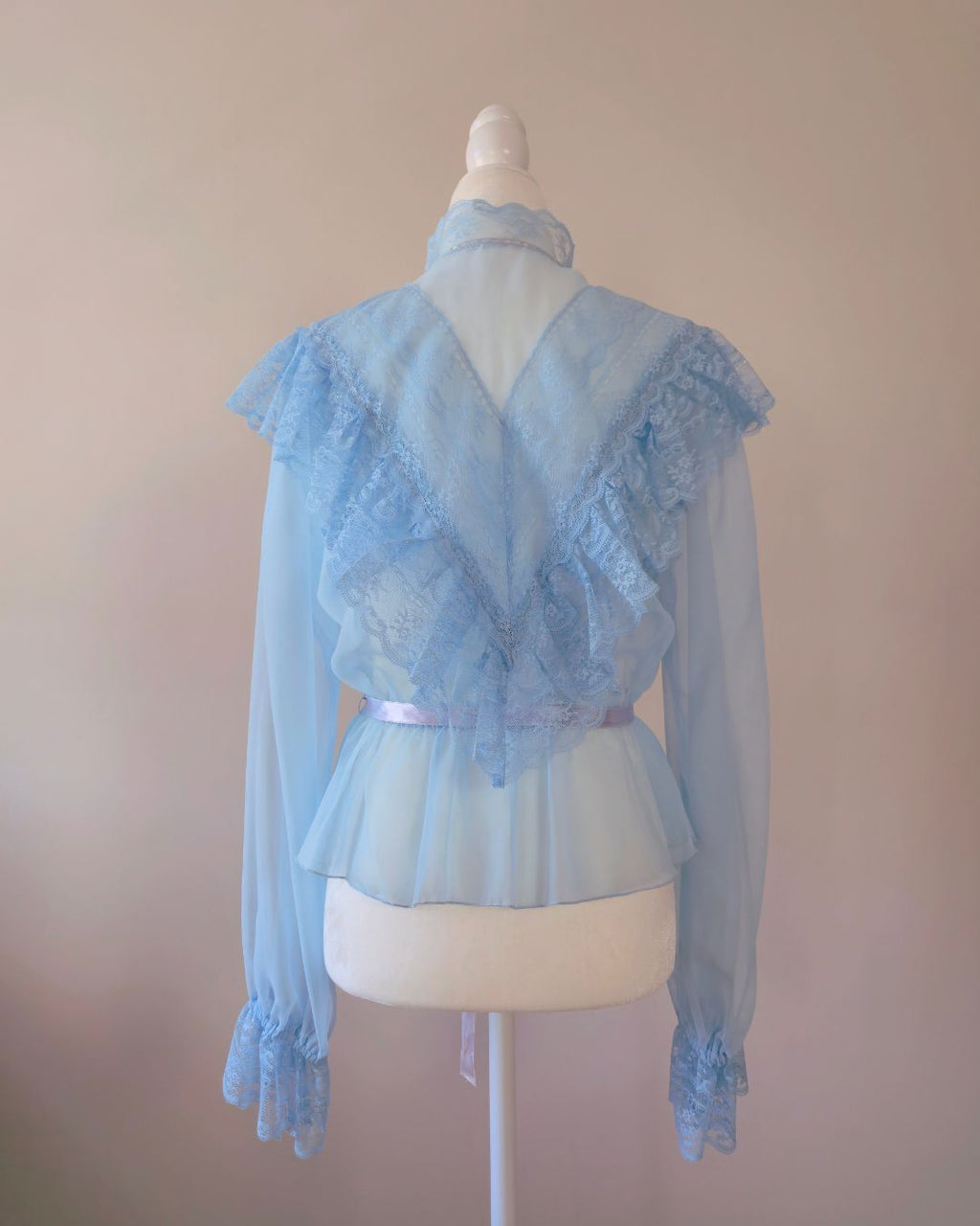 1970s Vintage Gunne Sax Style “Sky Serenade” Baby Blue Blouse