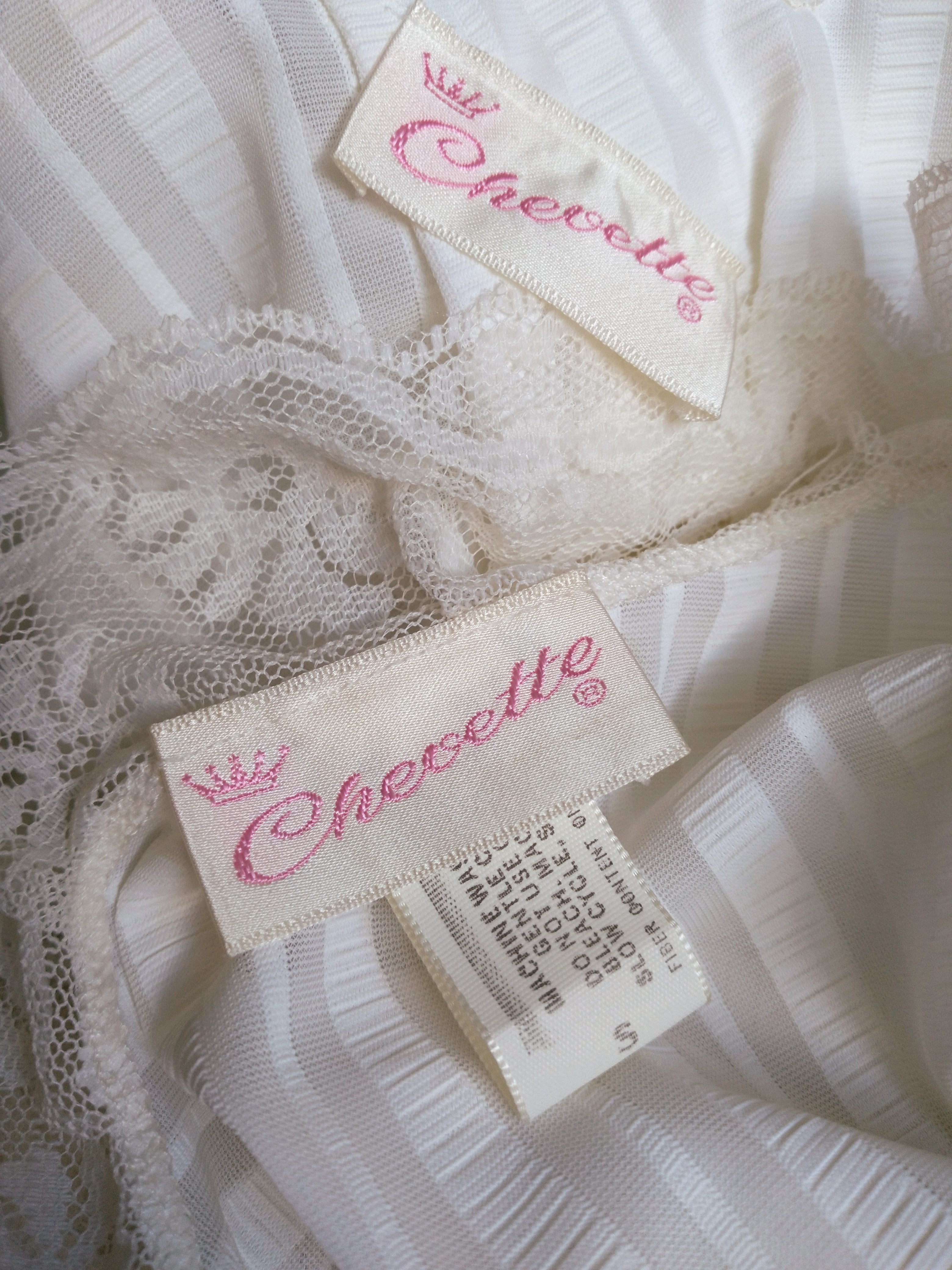 1960s Vintage Chevette White Striped Bridal Nightgown & Peignoir Set