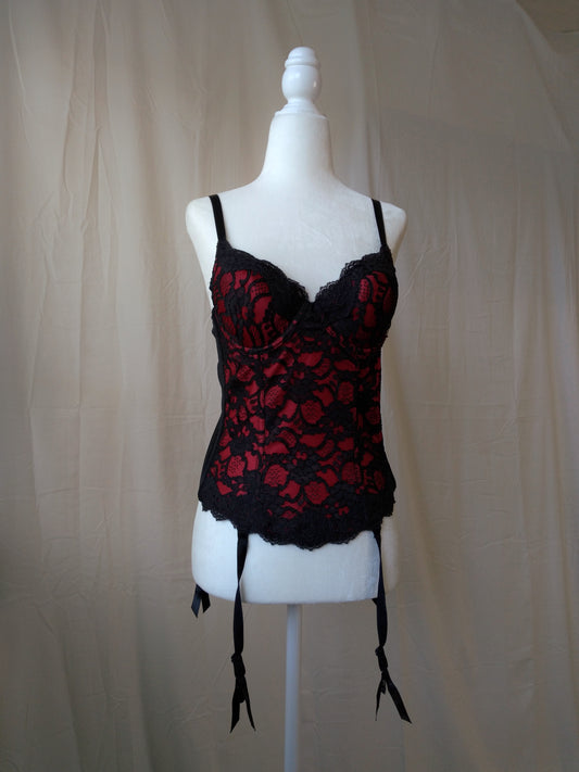 1990s Vintage Victoria's Secret Red Lace Bustier