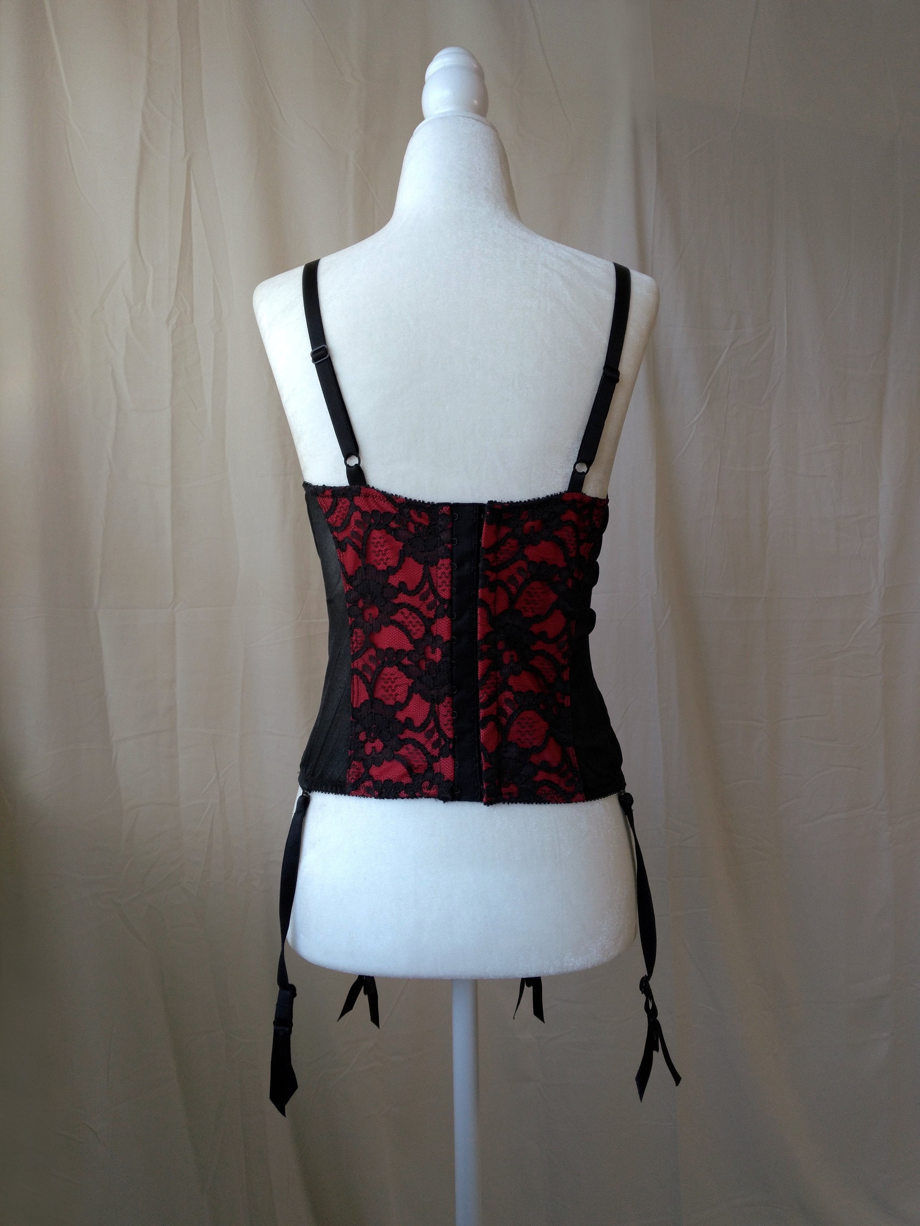 1990s Vintage Victoria's Secret Red Lace Bustier