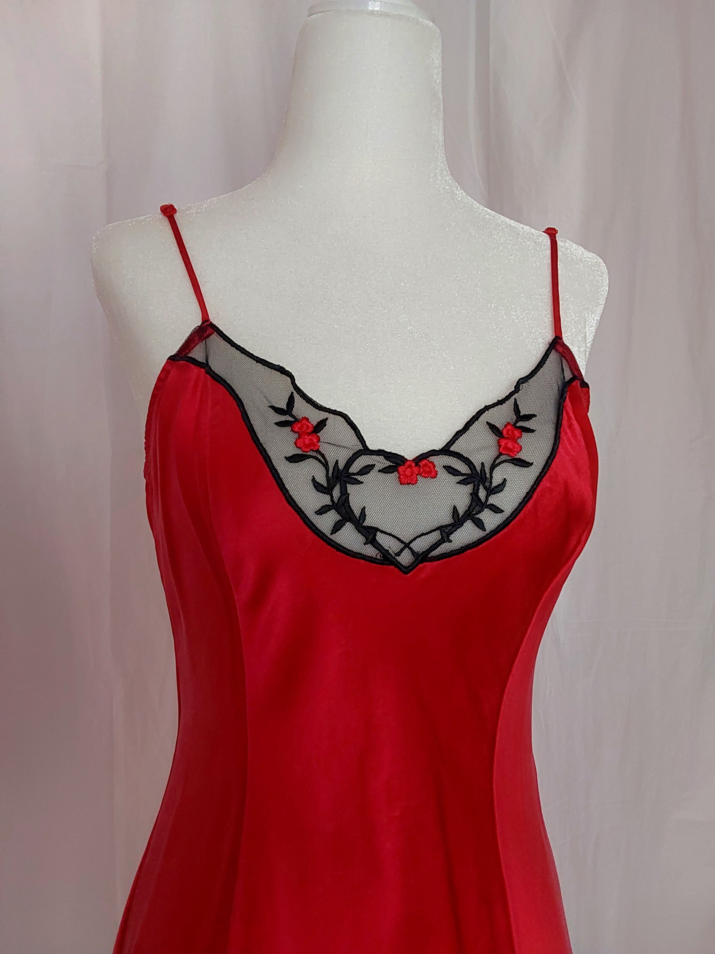 1990s Vintage Victoria's Secret Red Silk Slip Dress Ariel Yujin 1990s Vintage Victoria's Secret Red Silk Slip Dress Ariel Yujin