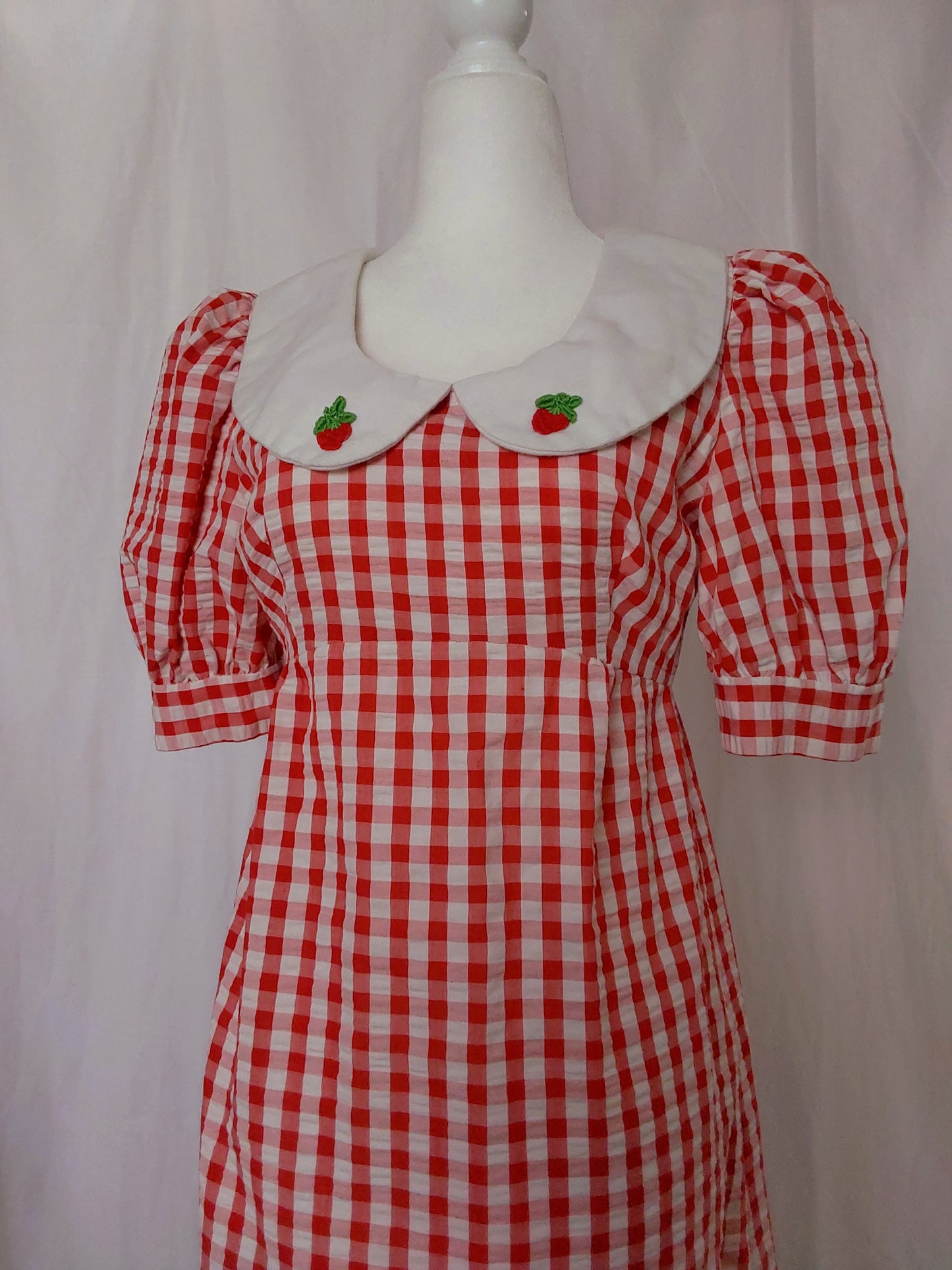 1960s/1970s Vintage Handmade Strawberry Gingham Dress