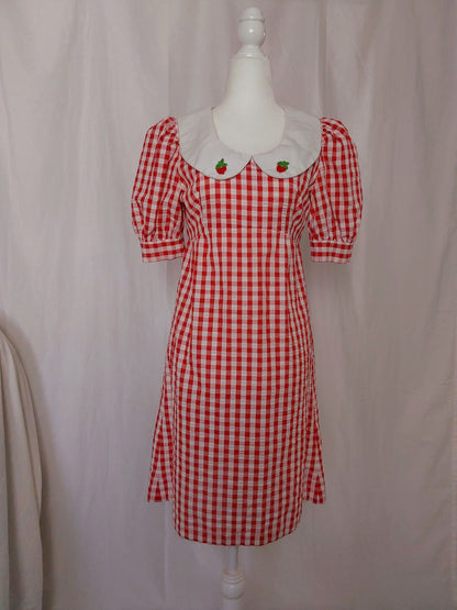 1960s/1970s Vintage Handmade Strawberry Gingham Dress