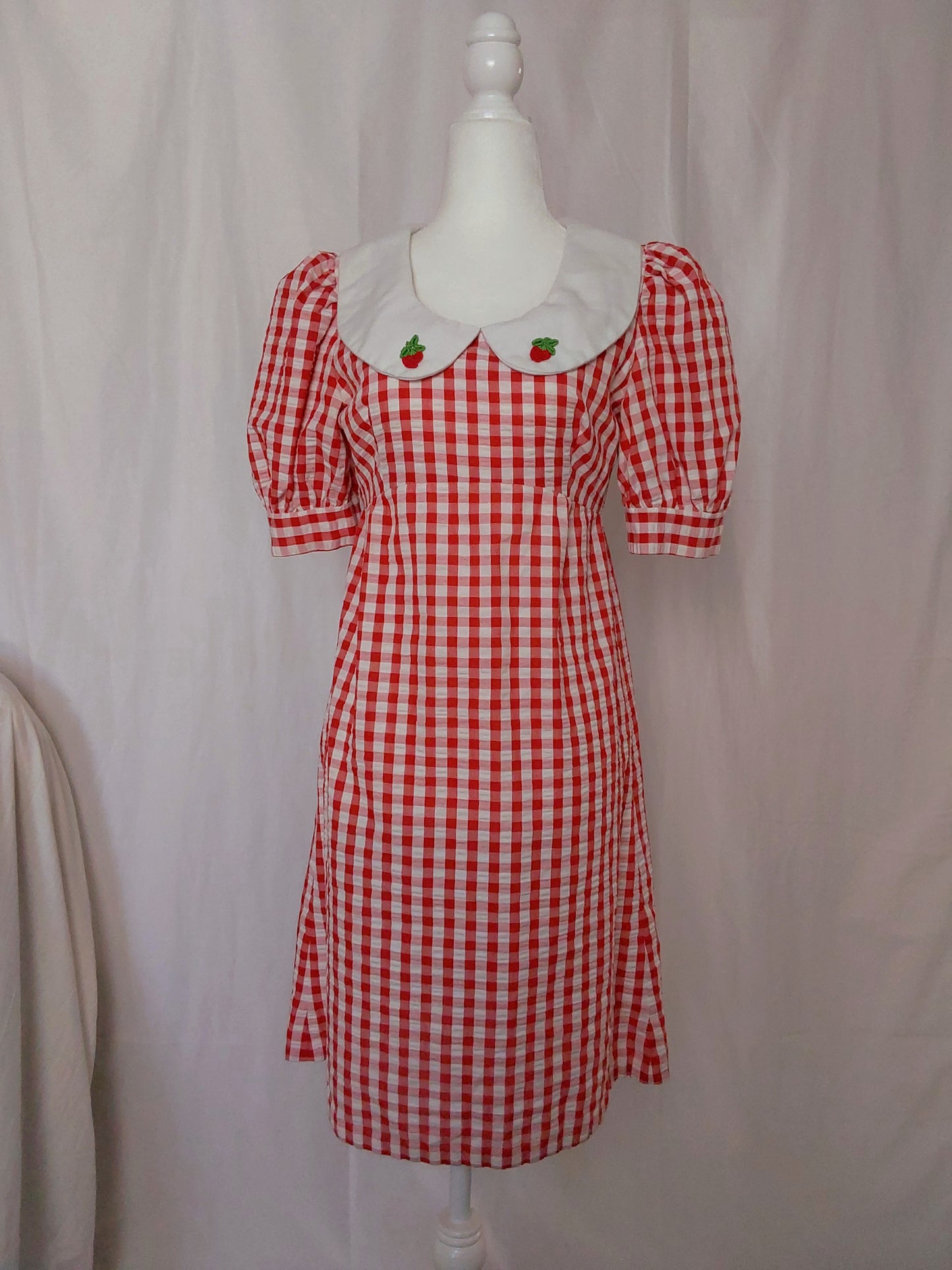 1960s/1970s Vintage Handmade Strawberry Gingham Dress