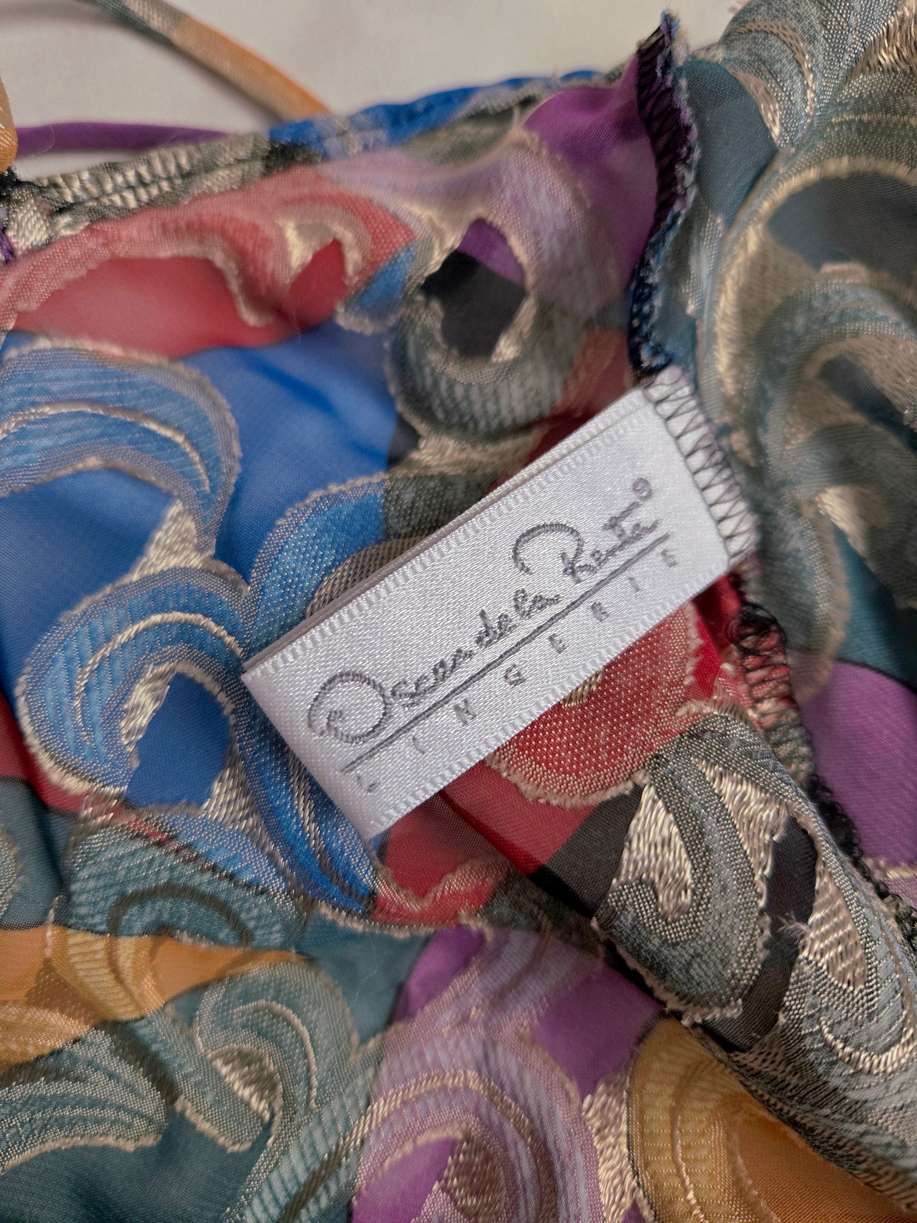 1970s Vintage Oscar de la Renta Multicolored Abstract Slip Dress