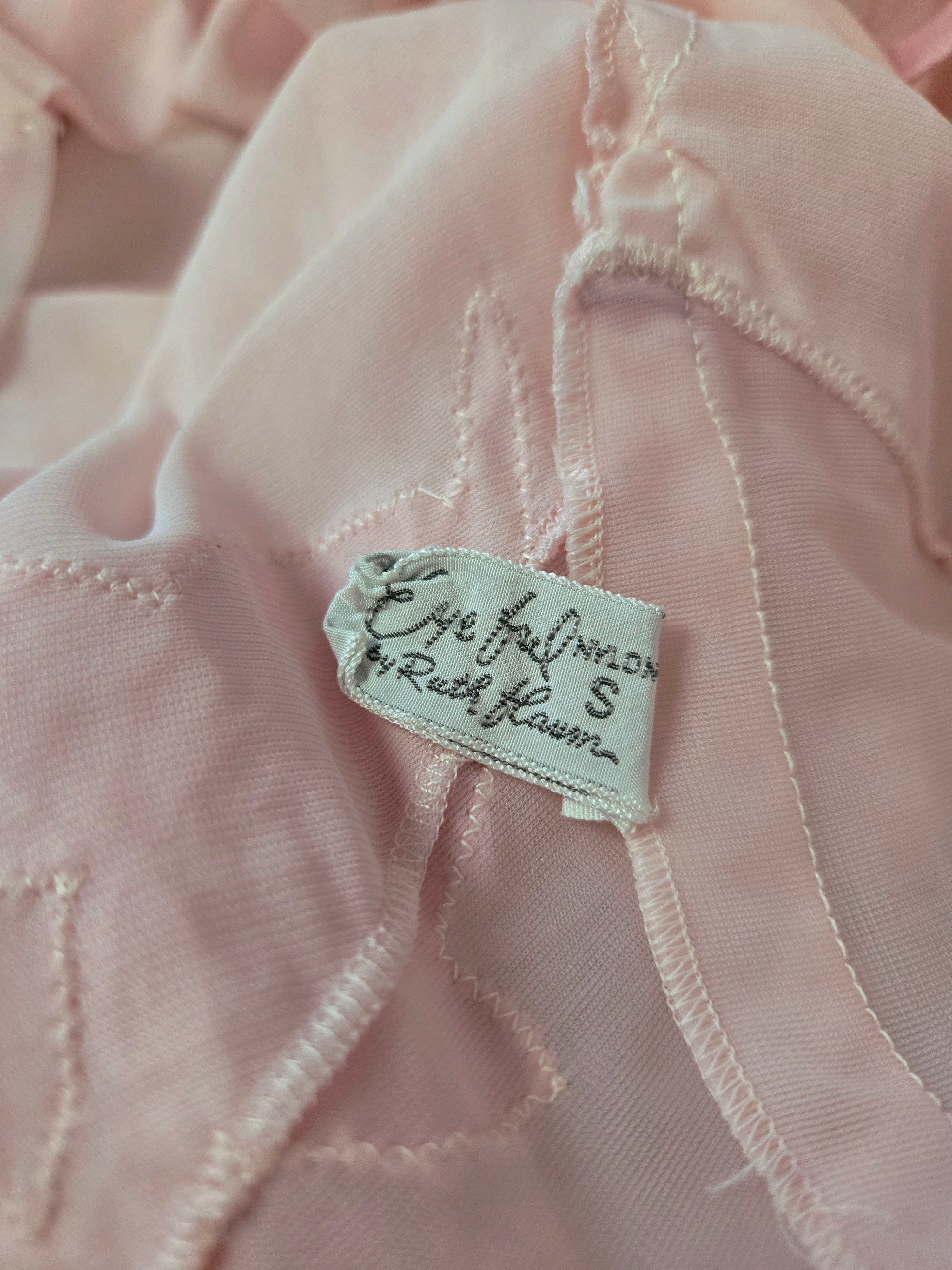 1950s Vintage Eyeful Pastel Pink Chiffon A-Line Nightgown