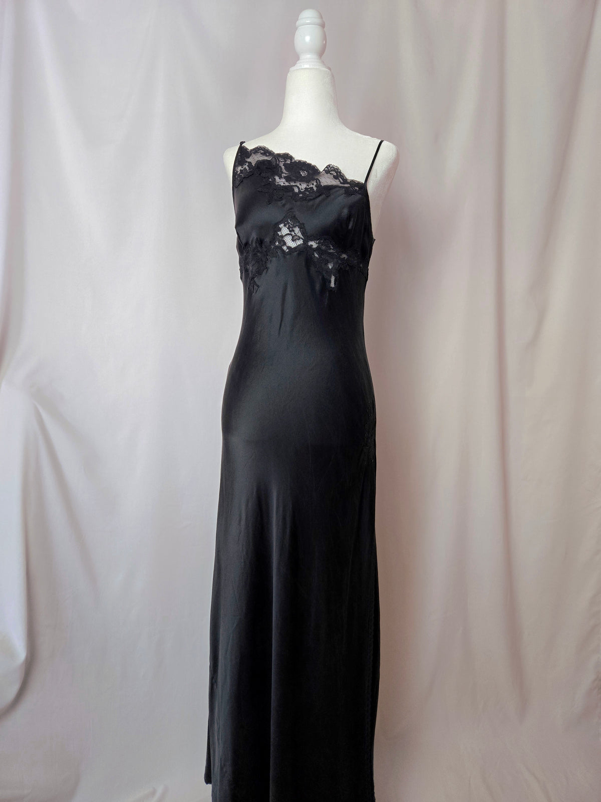 Y2k Vintage Victoria's Secret Black Silk Slip Gown