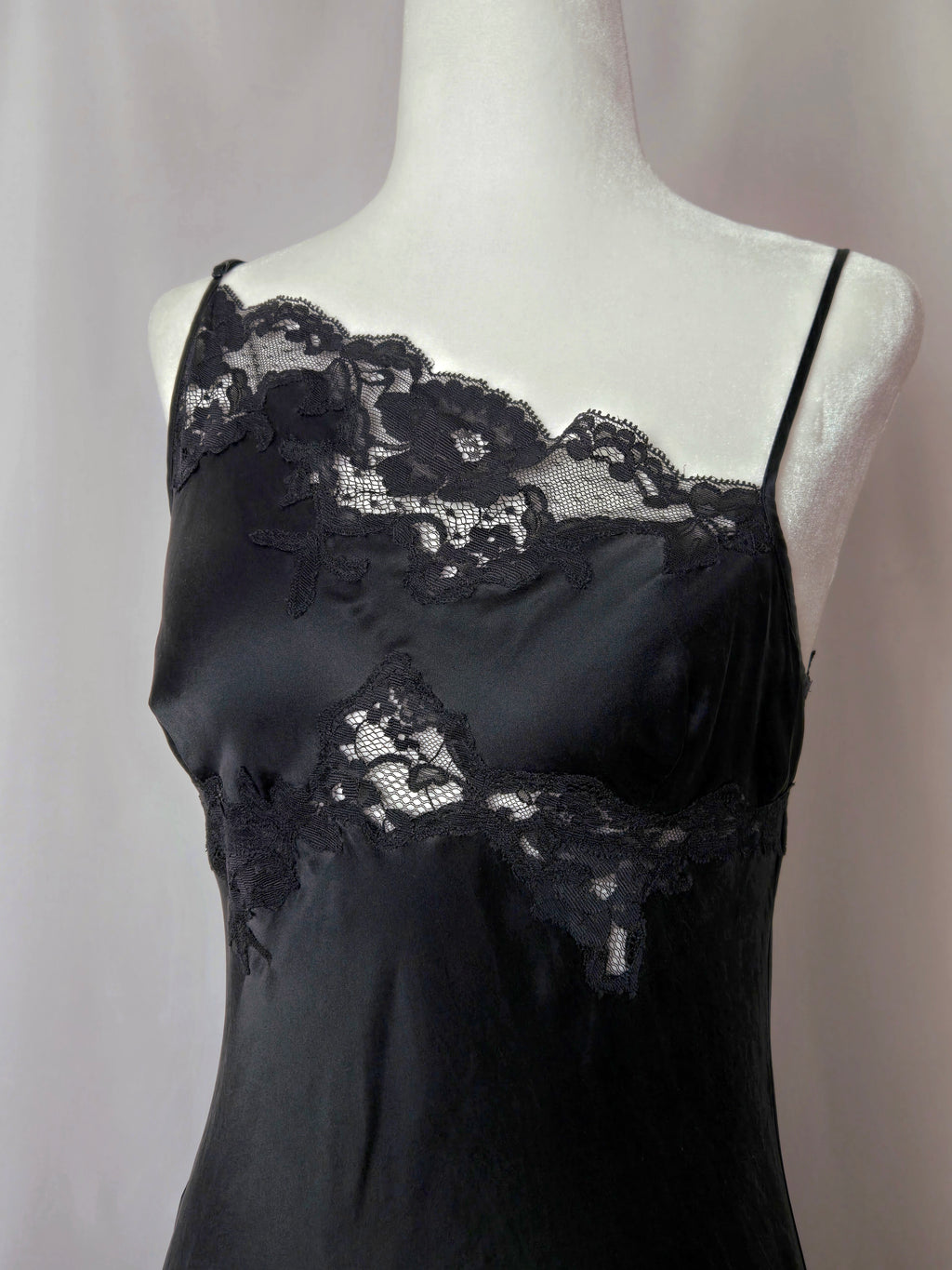 Y2k Vintage Victoria's Secret Black Silk Slip Gown