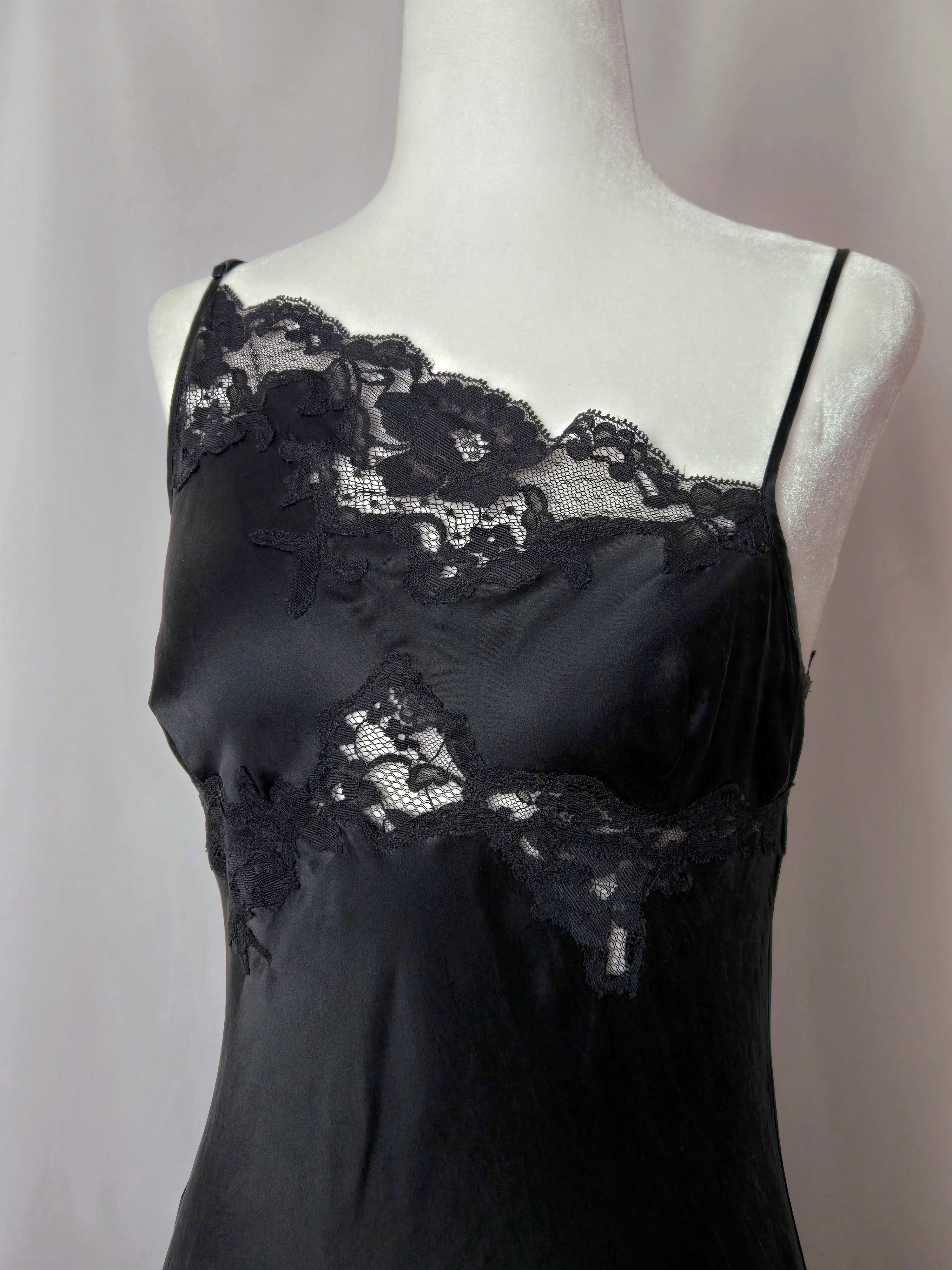 Y2k Vintage Victoria's Secret Black Silk Slip Gown