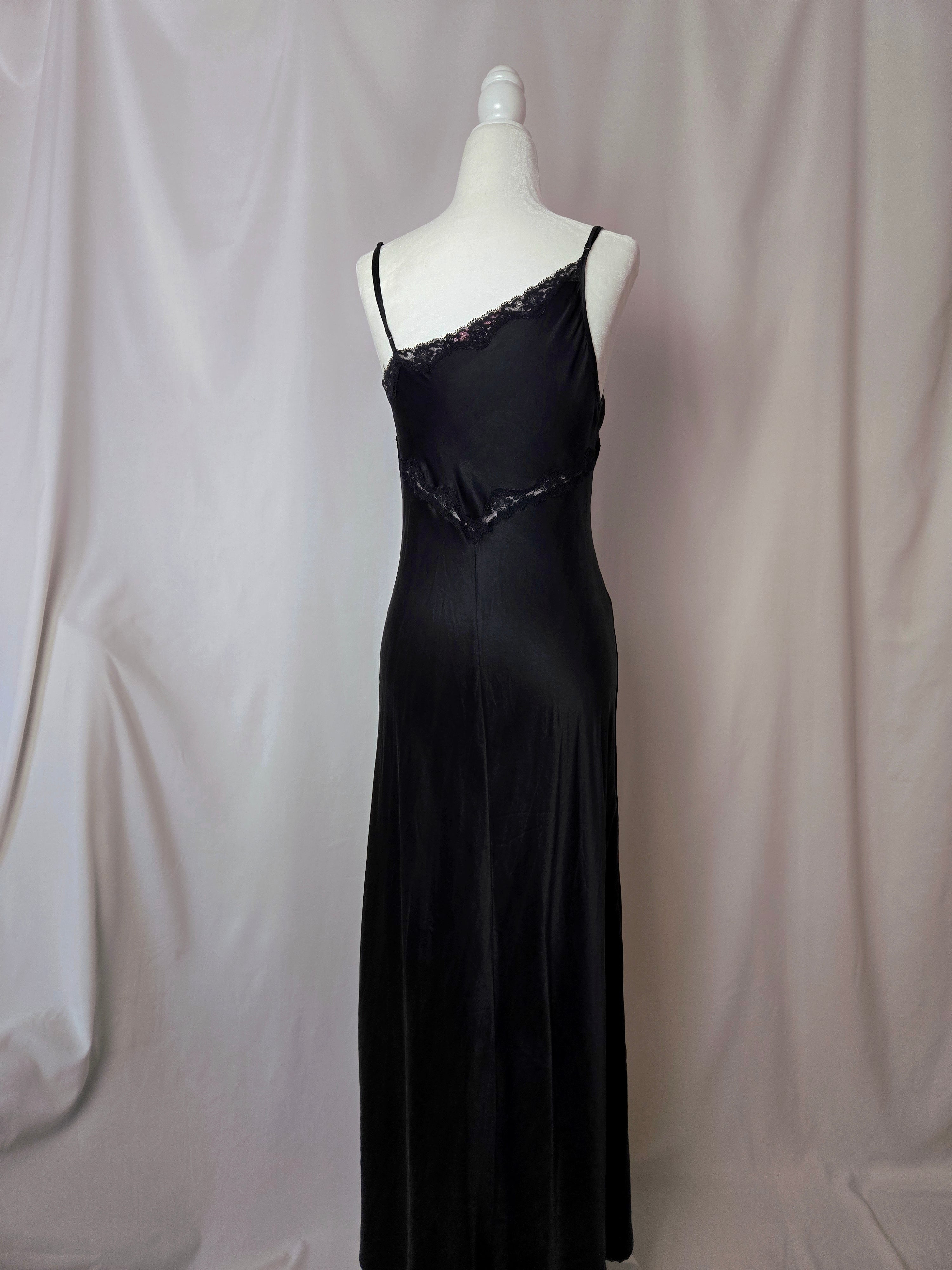 Y2k Vintage Victoria's Secret Black Silk Slip Gown