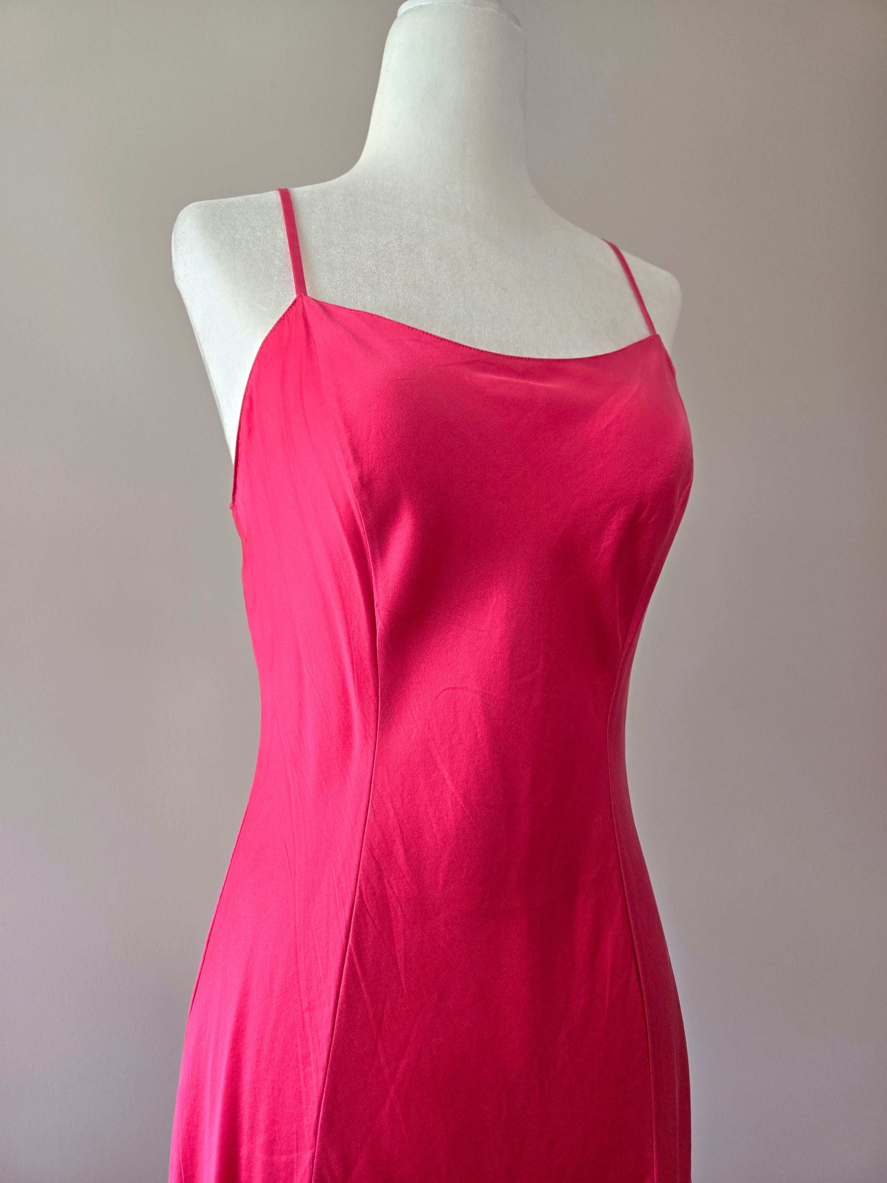 1990s Vintage Victoria’s Secret Hot Pink Silk Slip