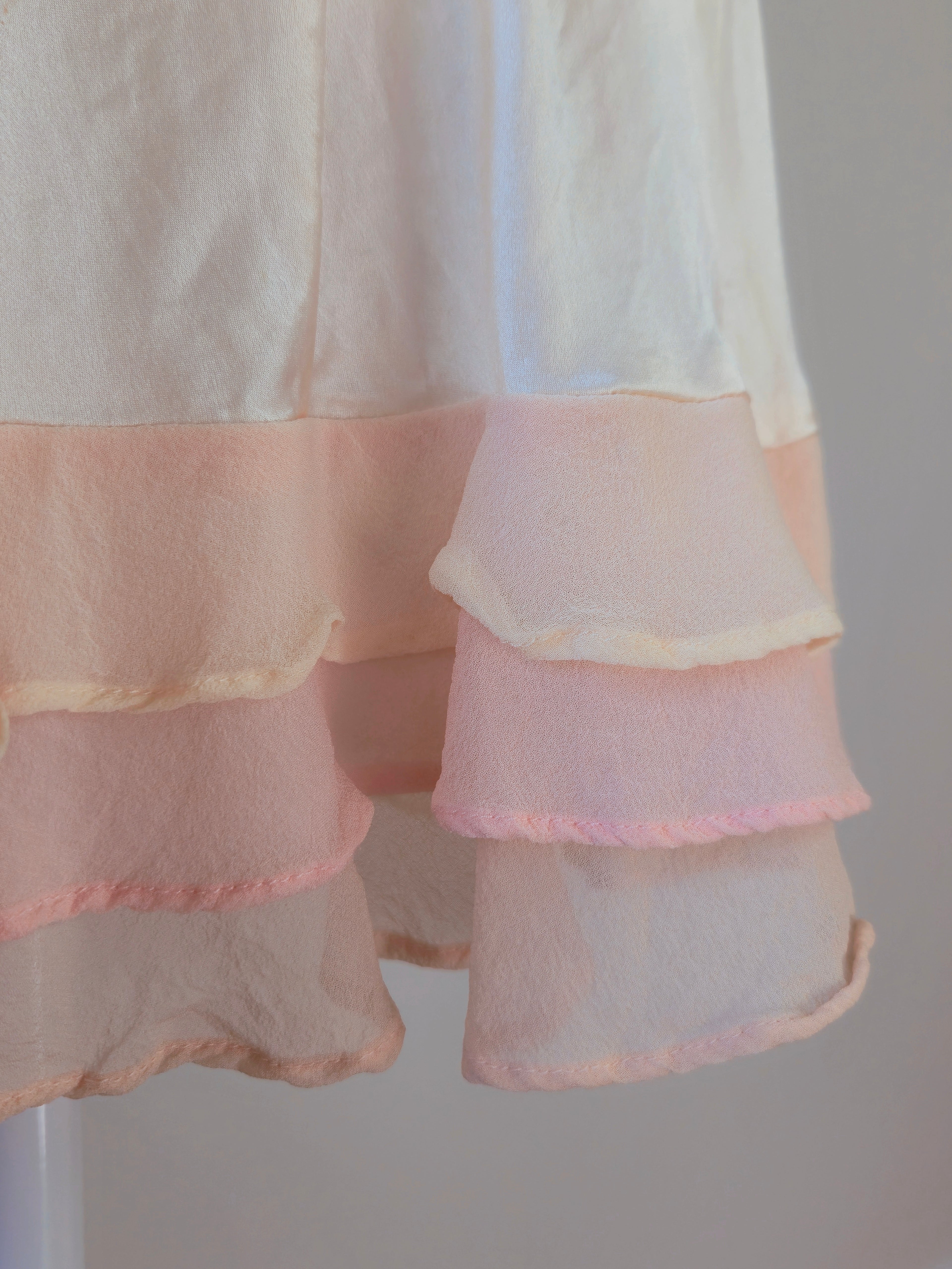 2003 Vintage Victoria’s Secret Ivory Silk Slip with Tulip Hem and Tiered Details