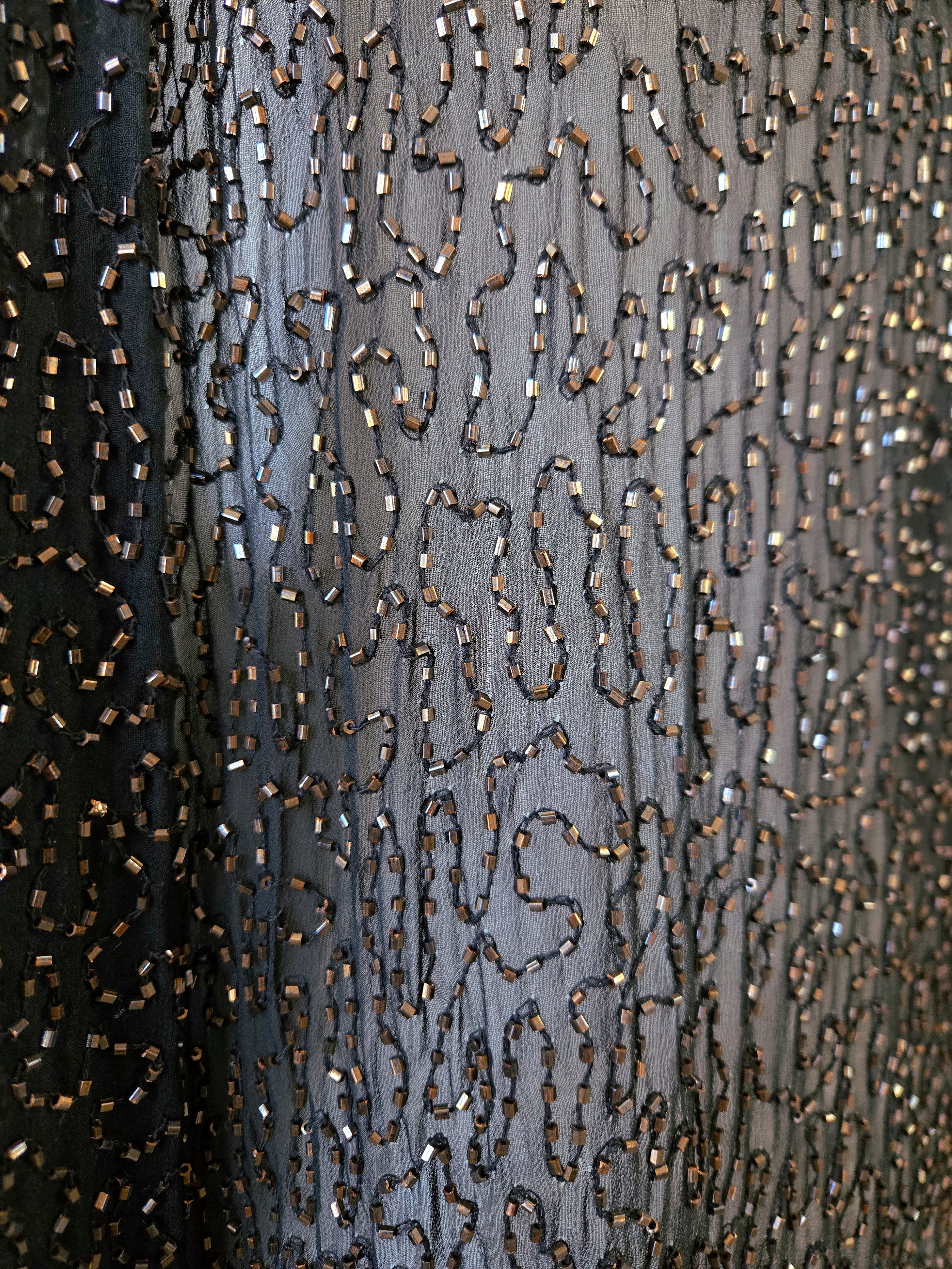 1980s Vintage Frank Usher Silk Beaded Dressing Gown