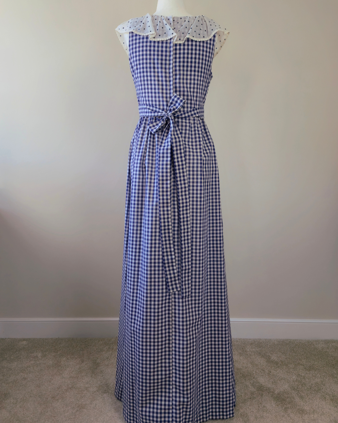 1970s Vintage Jody T of California Blue Gingham Prairie Dress