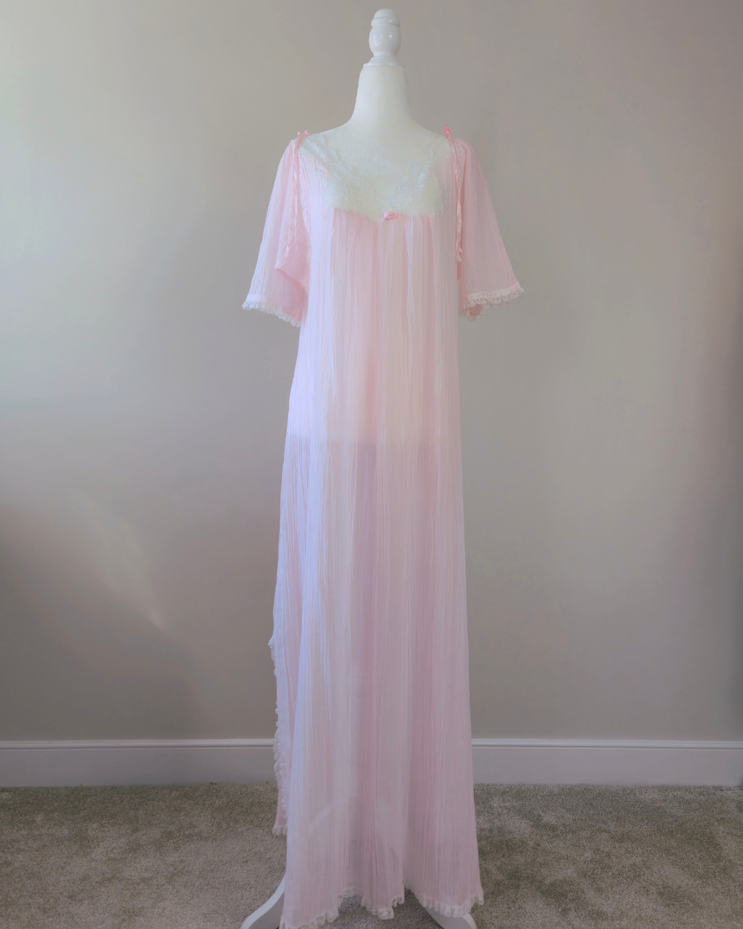 1970s Vintage Christian Dior Pastel Pink Nightgown