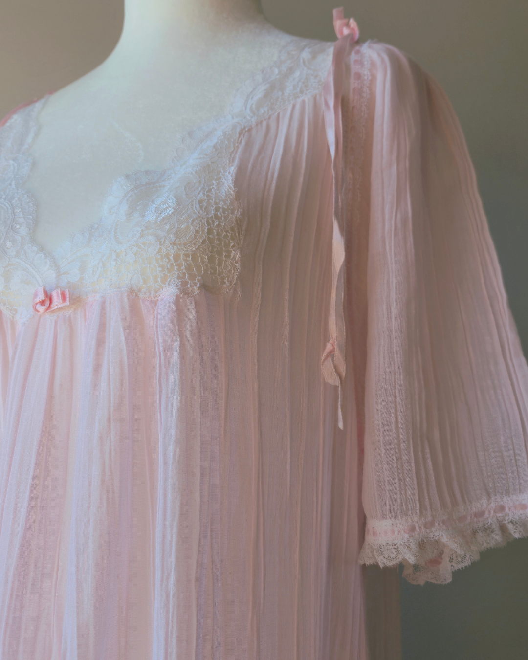 1970s Vintage Christian Dior Pastel Pink Nightgown