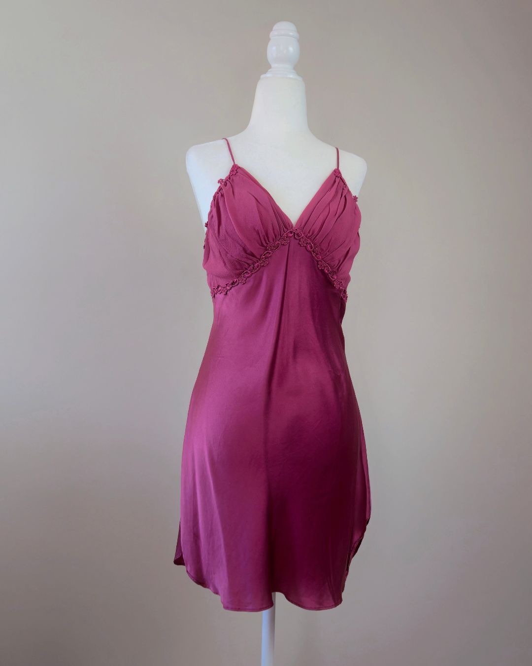 1980s Vintage Victoria's Secret Mauve Silk Slip Dress
