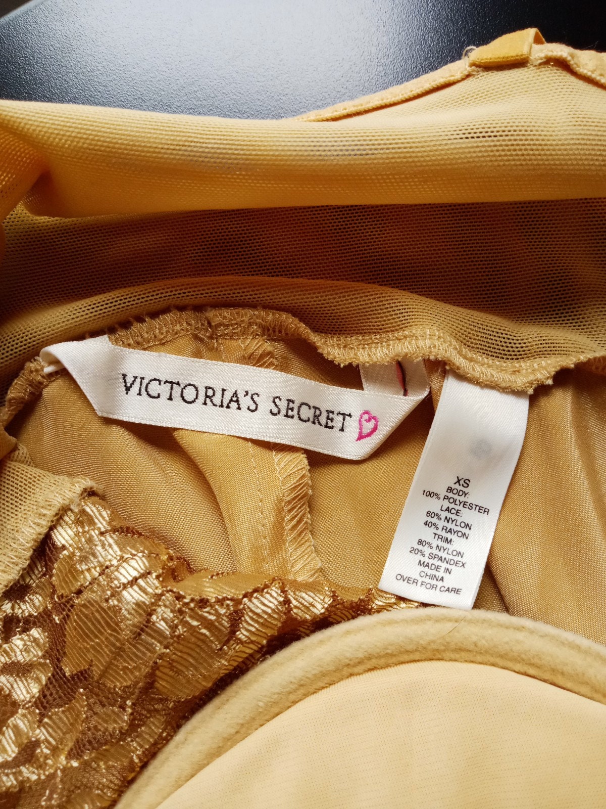 1990s Vintage Victoria's Secret Gold Bustier Slip Dress