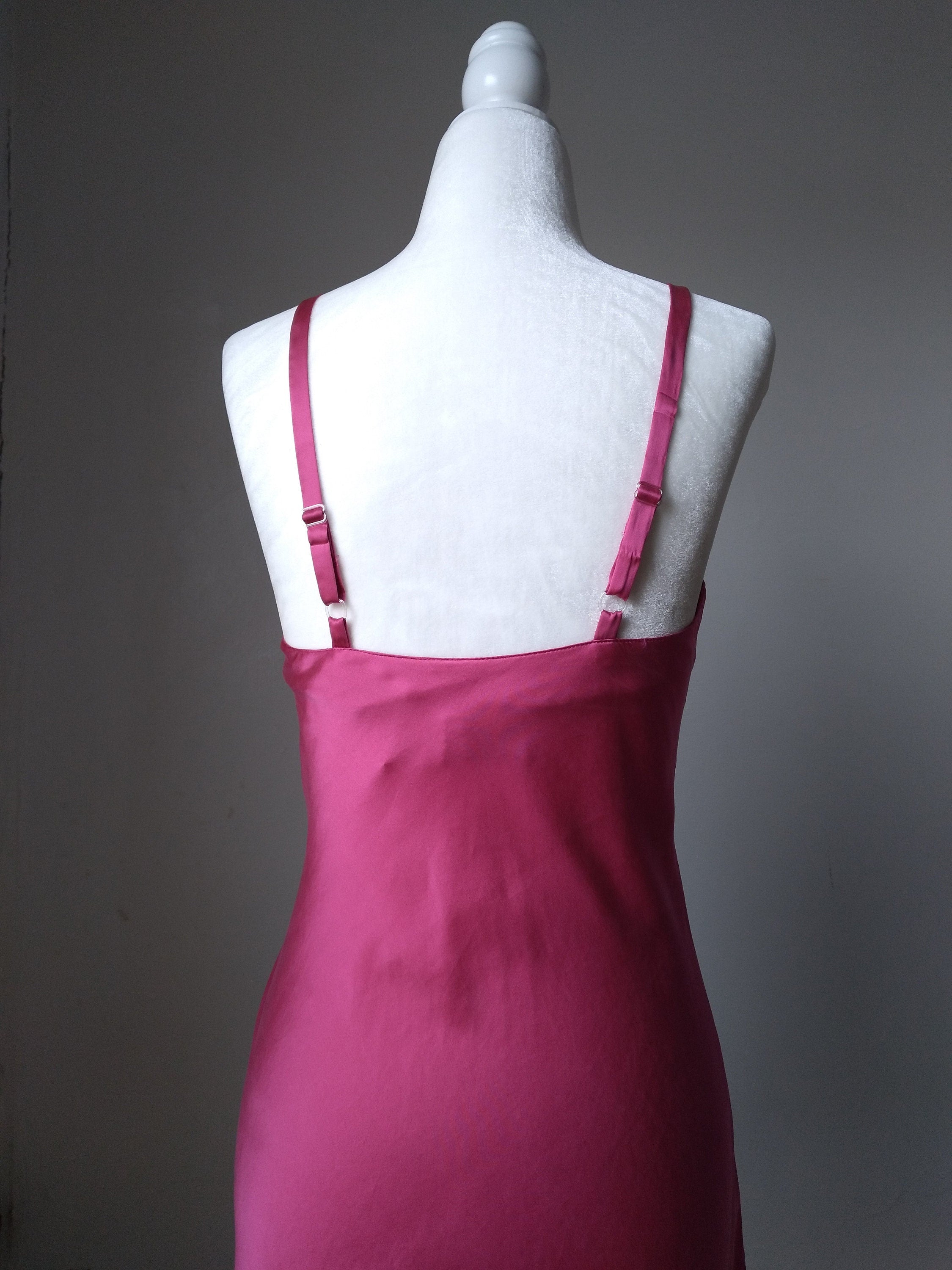 1980s Vintage Victoria's Secret Embroidered Pink Silk Slip Dress