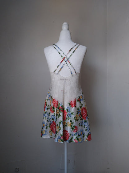 1990s Vintage Victoria's Secret Blooming Garden White Slip Dress