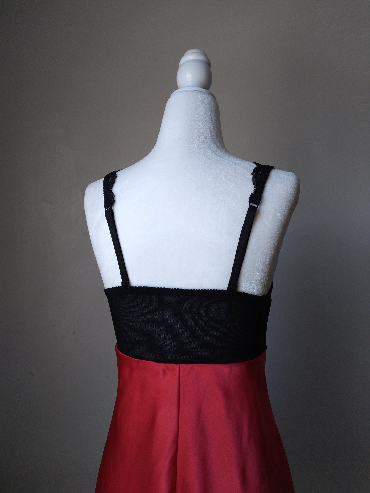 1990s Vintage Victoria's Secret Red Lace Bustier Slip Dress