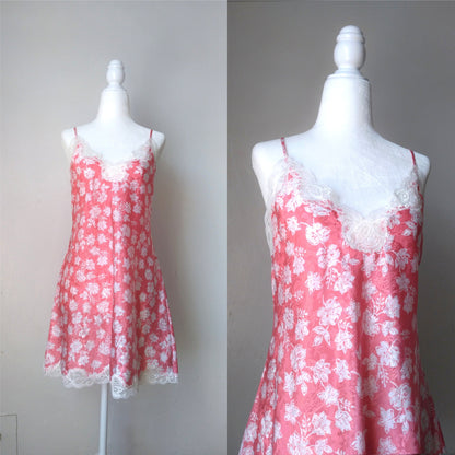 1980s Vintage Victoria's Secret Pretty in Pink Floral Slip Dress