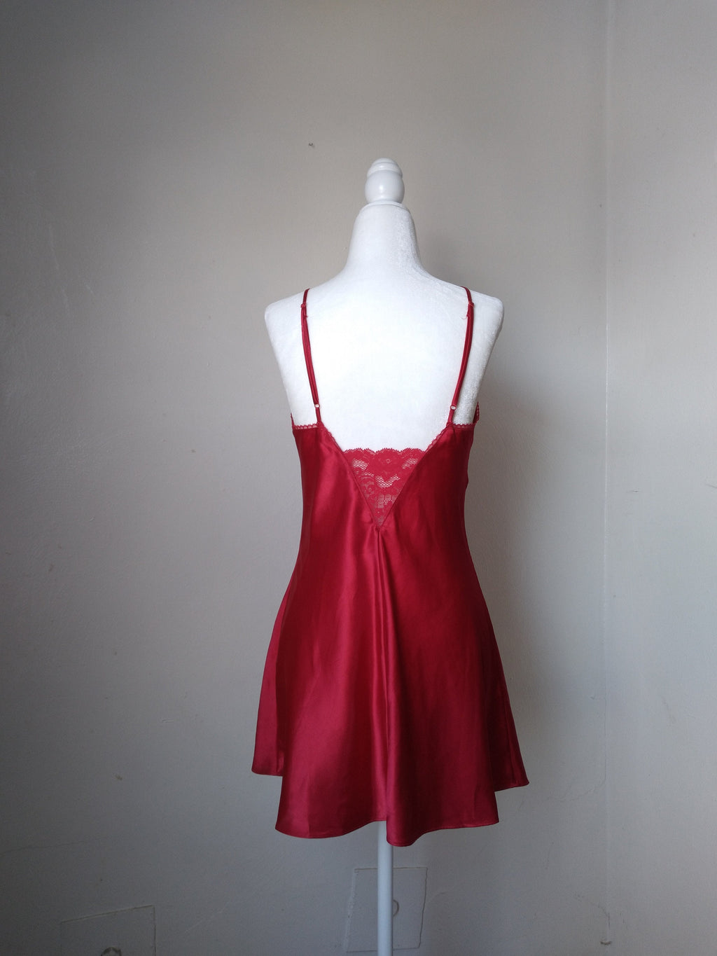 1990s Vintage Victoria's Secret Ruby Red Satin Slip Dress