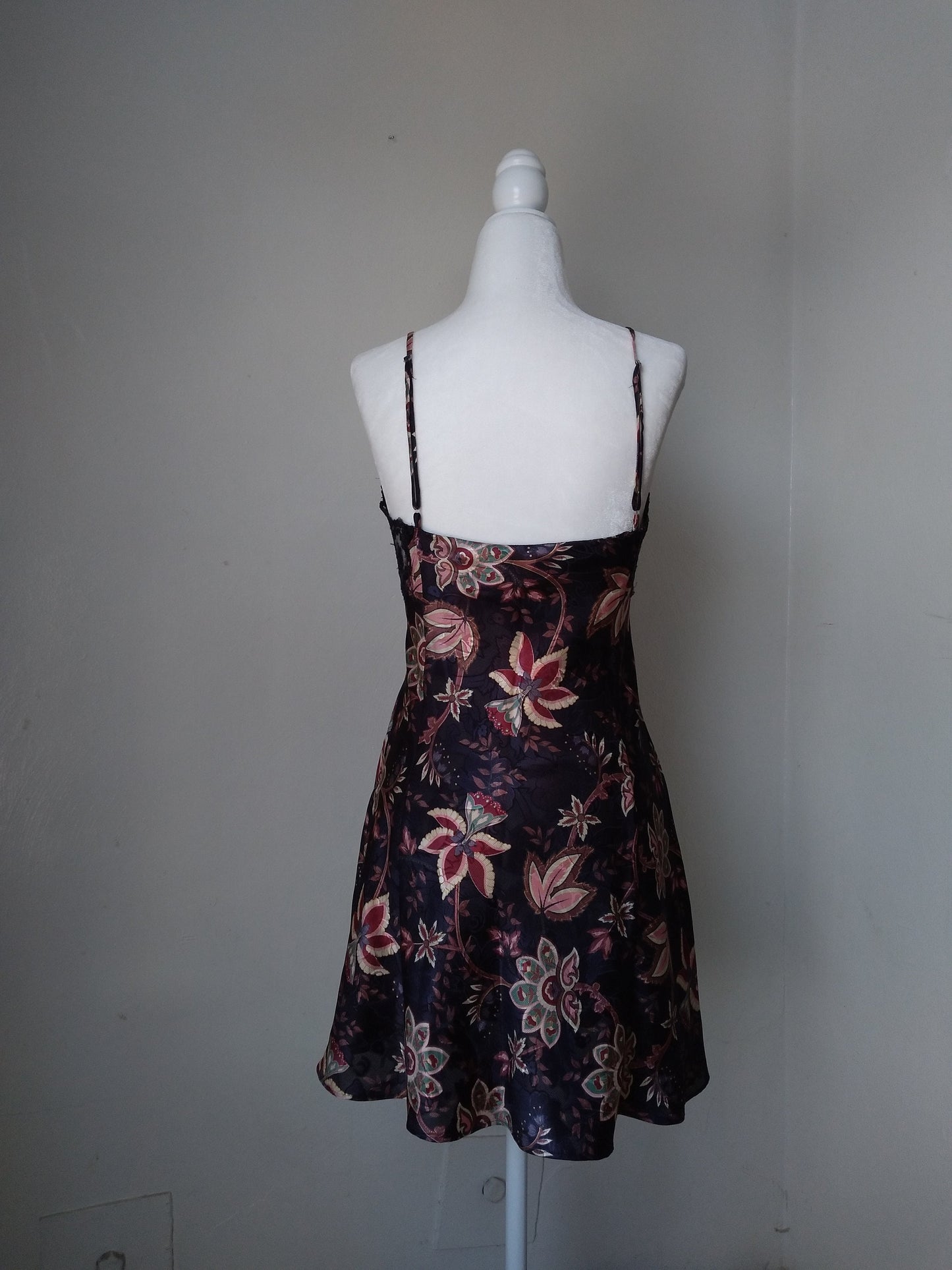 1980s Vintage Victoria's Secret Dark Floral Slip Dress