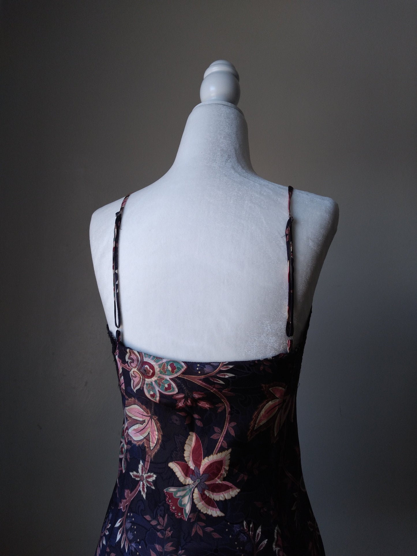 1980s Vintage Victoria's Secret Dark Floral Slip Dress