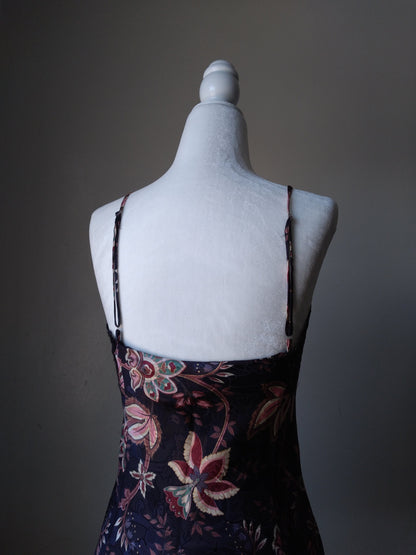 1980s Vintage Victoria's Secret Dark Floral Slip Dress