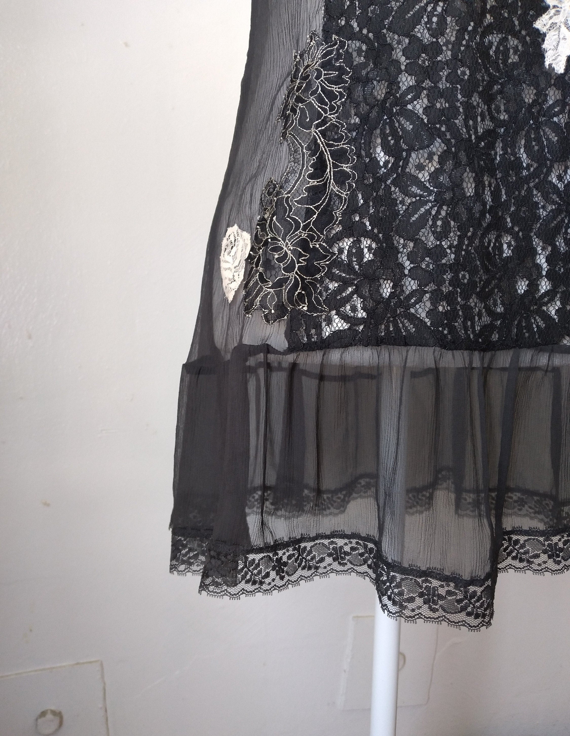 Y2k Vintage Victoria's Secret Black Sheer Silk Slip Dress