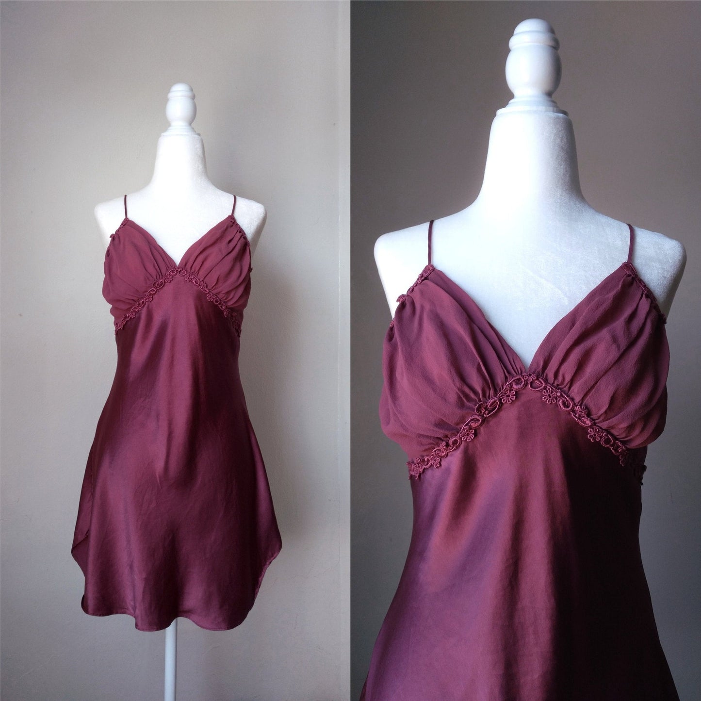 1980s Vintage Victoria's Secret Mauve Silk Slip Dress