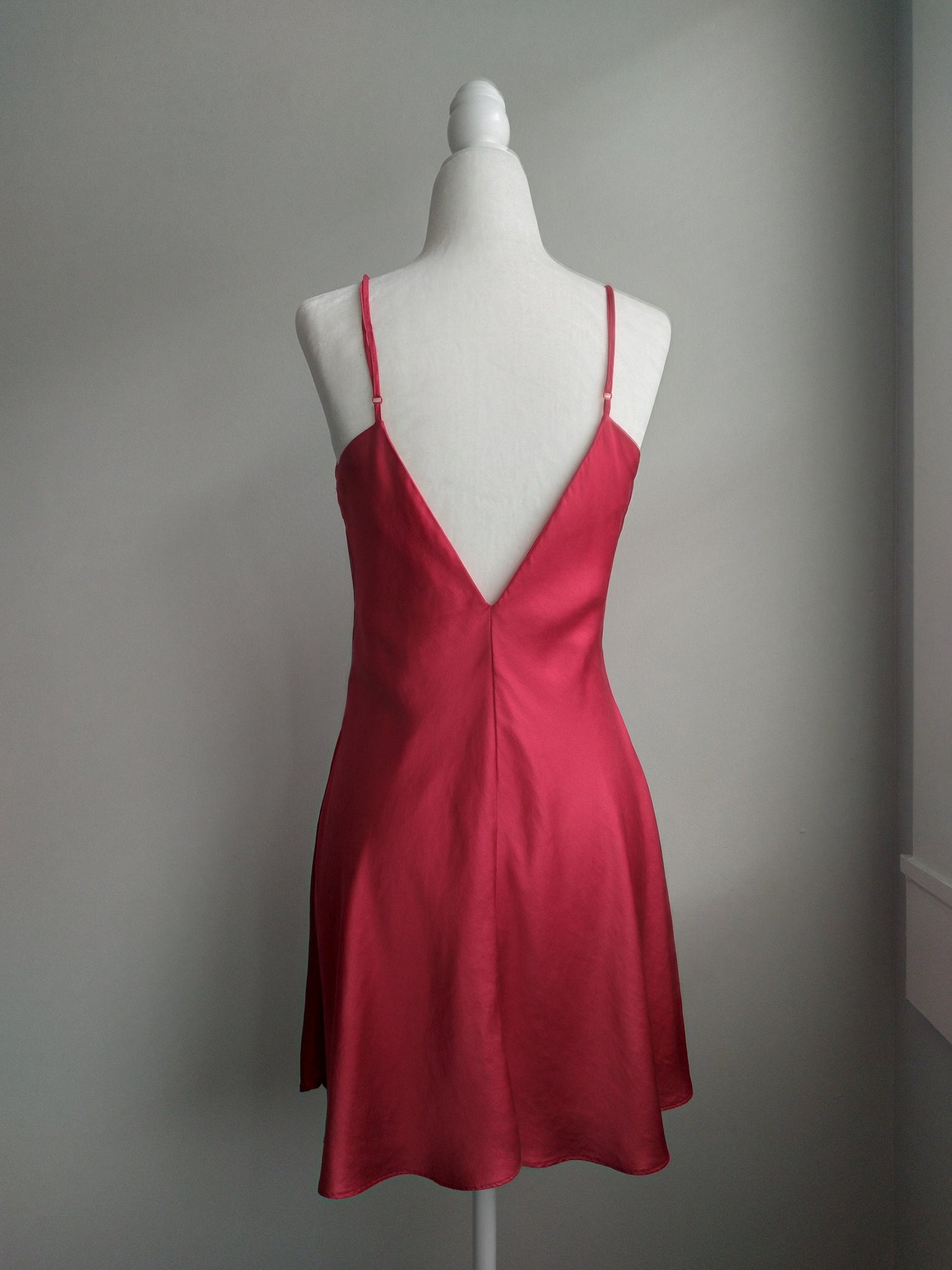 1990s Vintage Victoria's Secret Red Silk Slip Dress