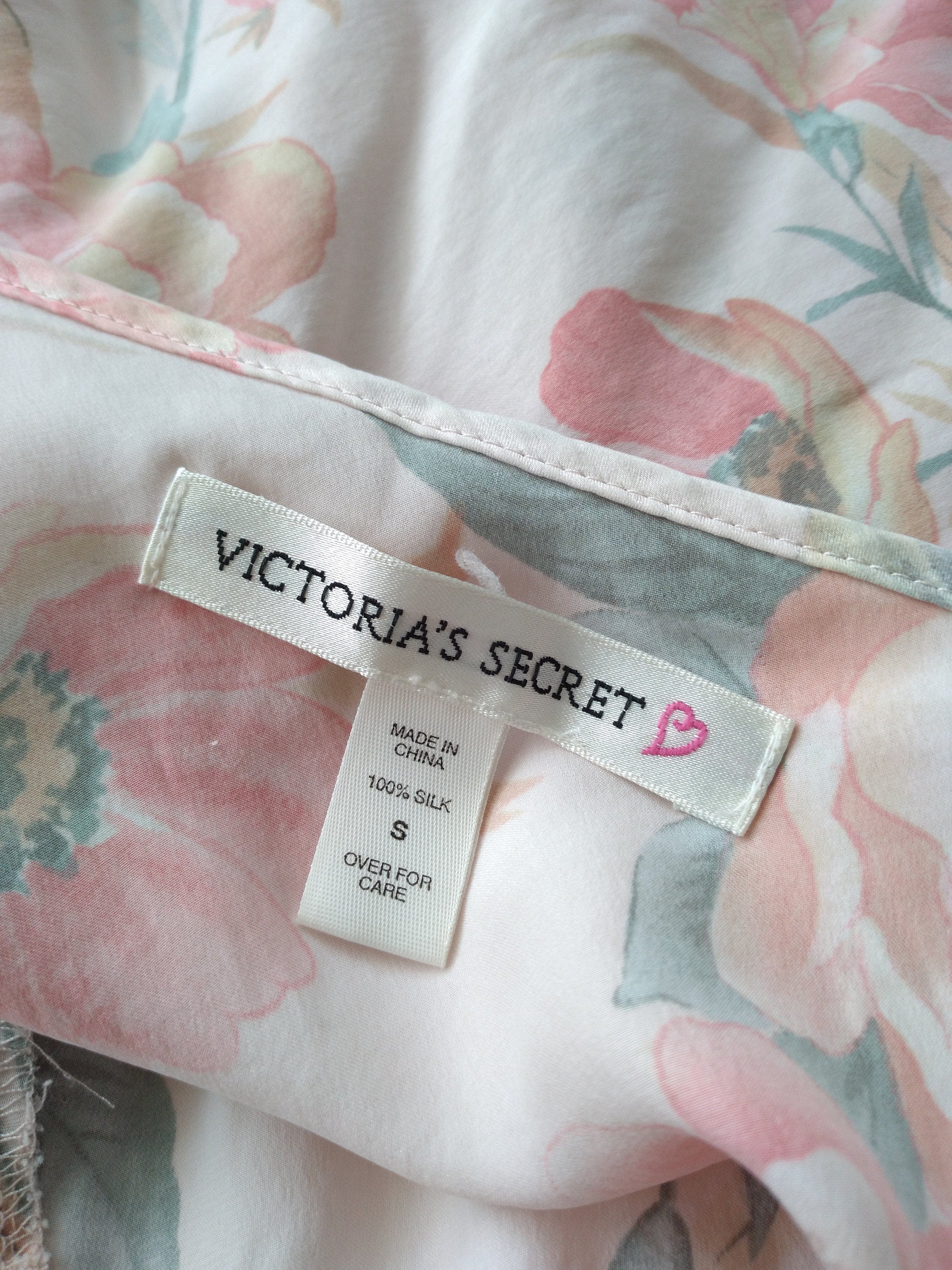 1990s Vintage Victoria's Secret Pastel Floral Pink Silk Cami