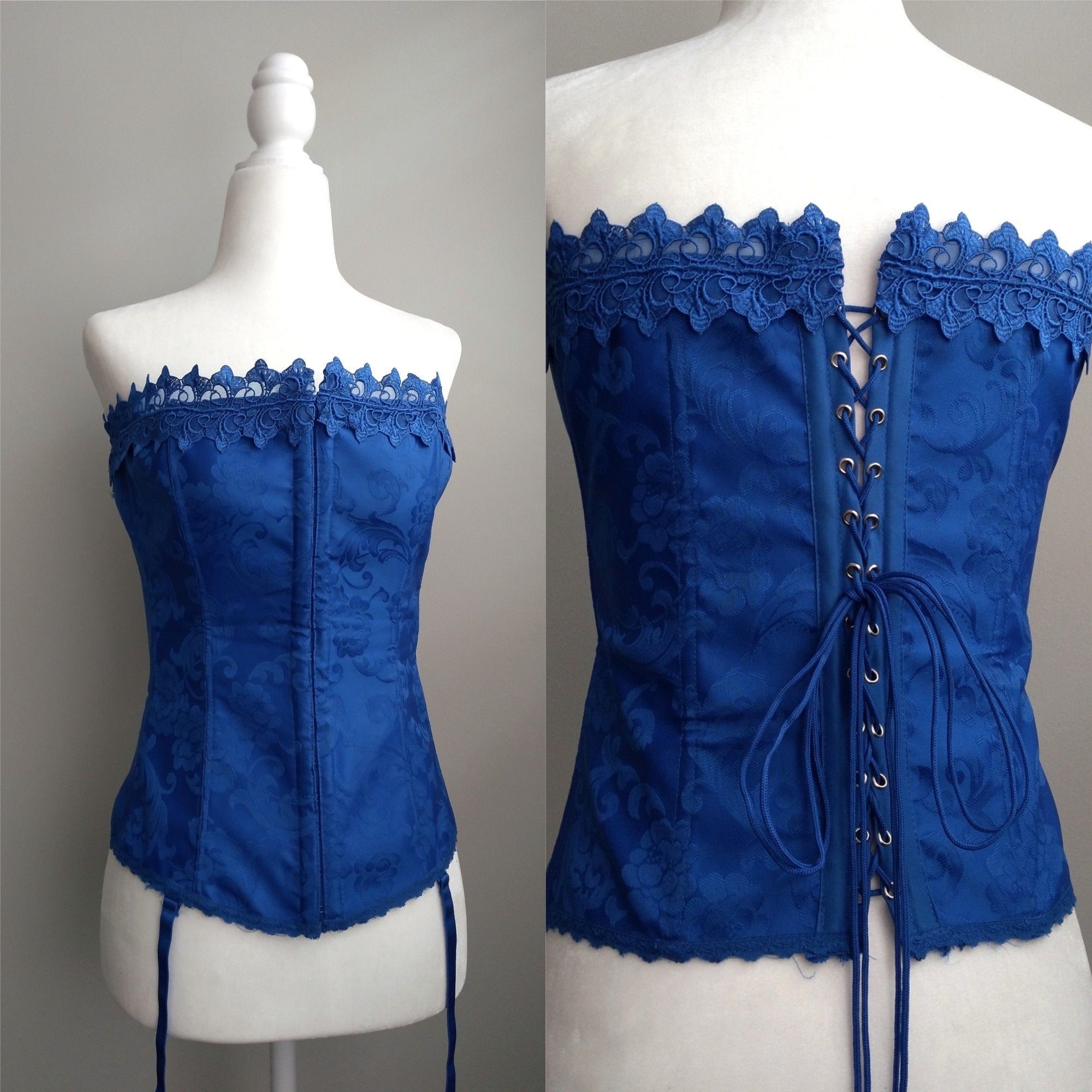 Y2k Vintage Frederick's Of Hollywood Royal Blue Lace Up Corset