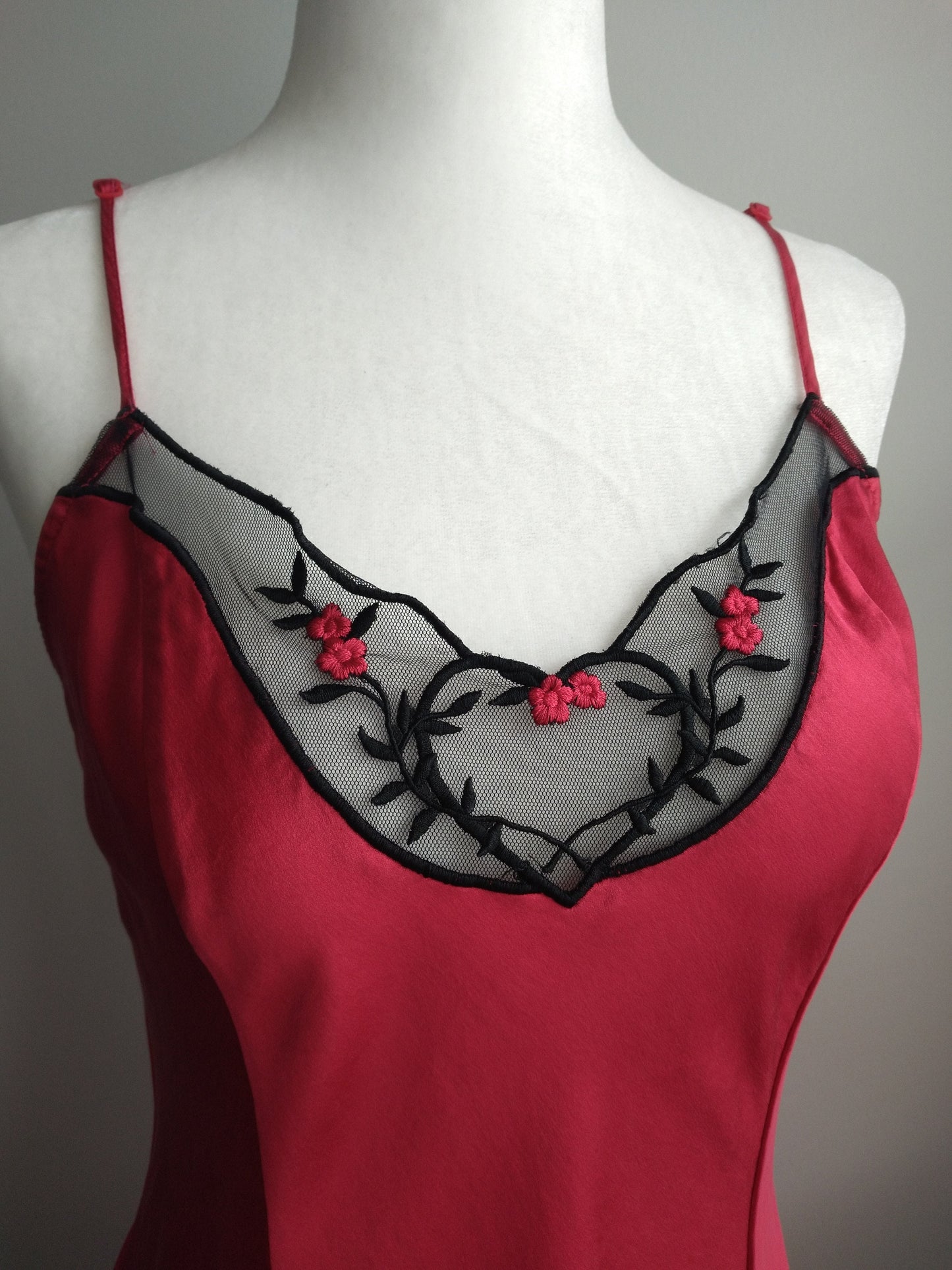 1990s Vintage Victoria's Secret Red Silk Slip Dress