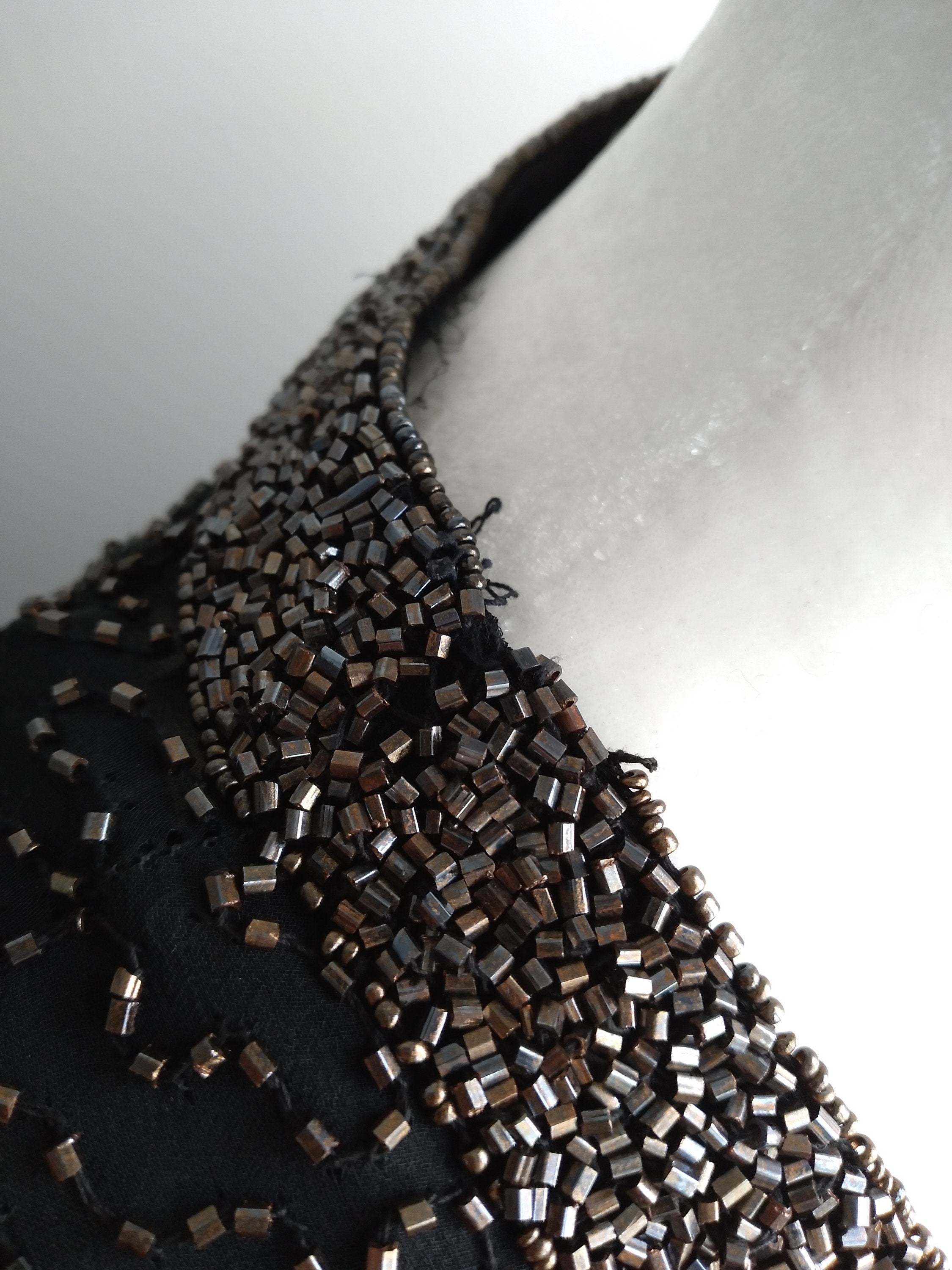 1980s Vintage Frank Usher Silk Beaded Dressing Gown