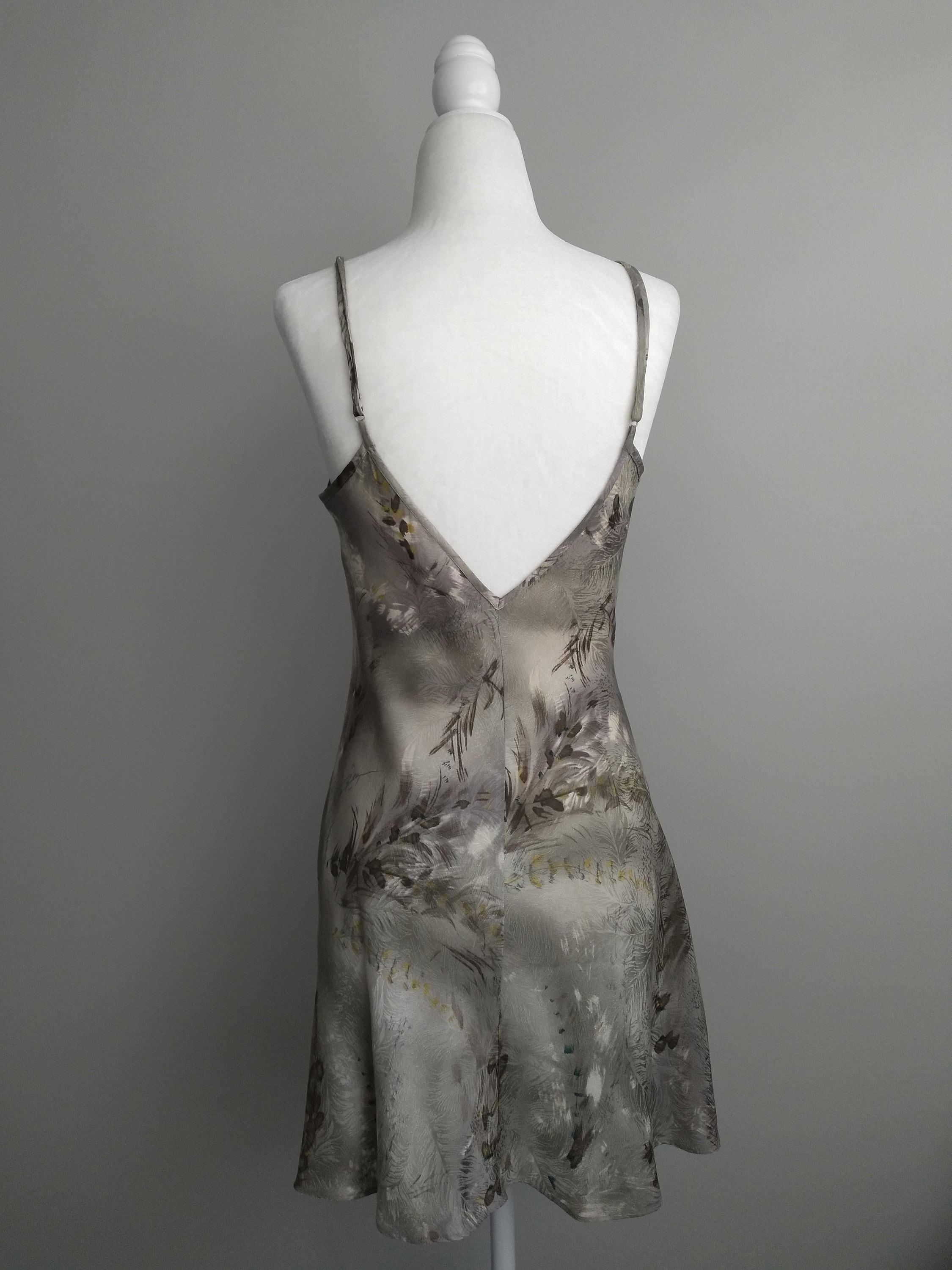 Y2k Vintage Victoria's Secret Silver Grassland Silk Slip Dress