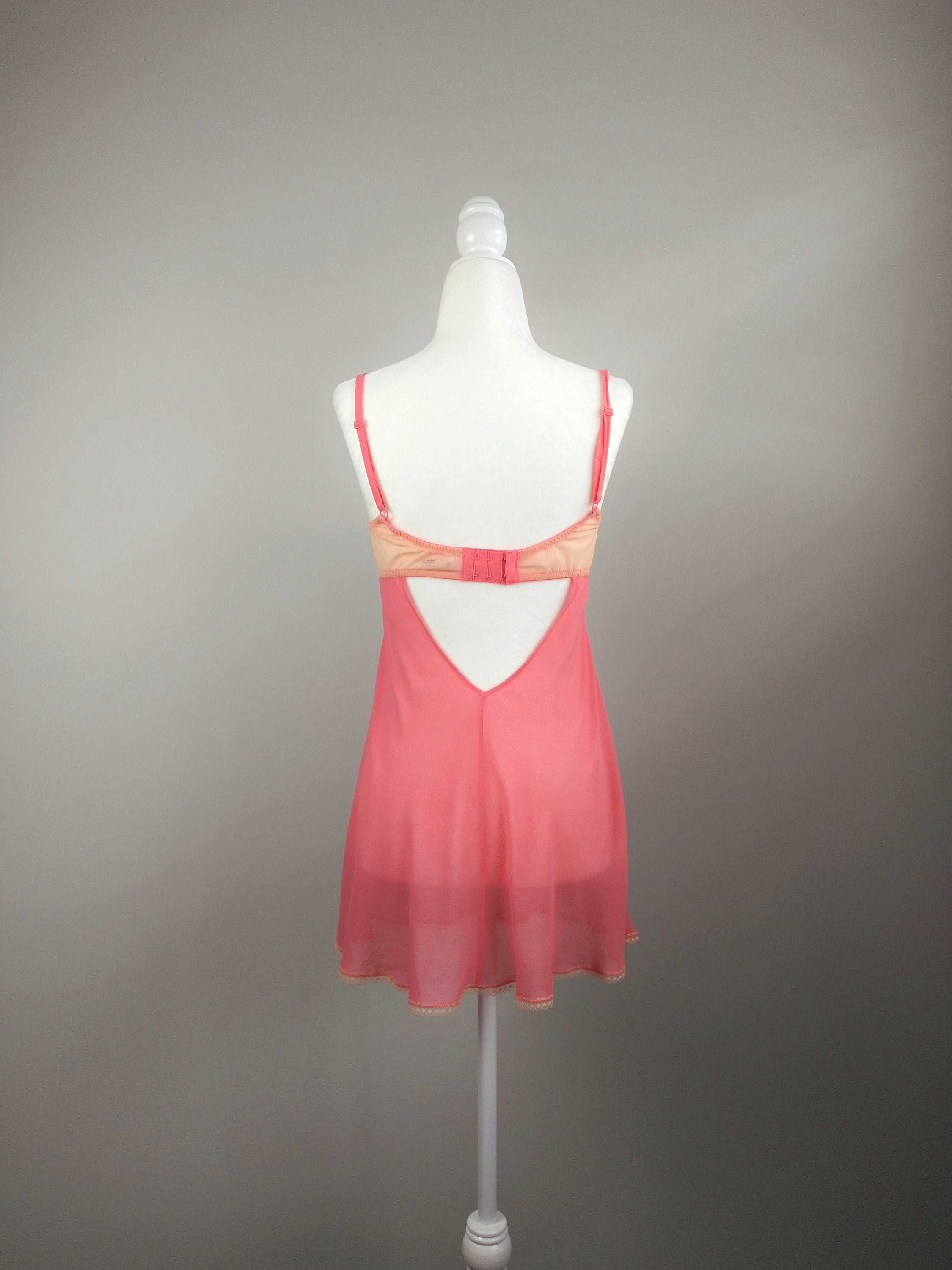 Y2k Vintage Victoria's Secret Pink Lemonade Milkmaid Silk Babydoll