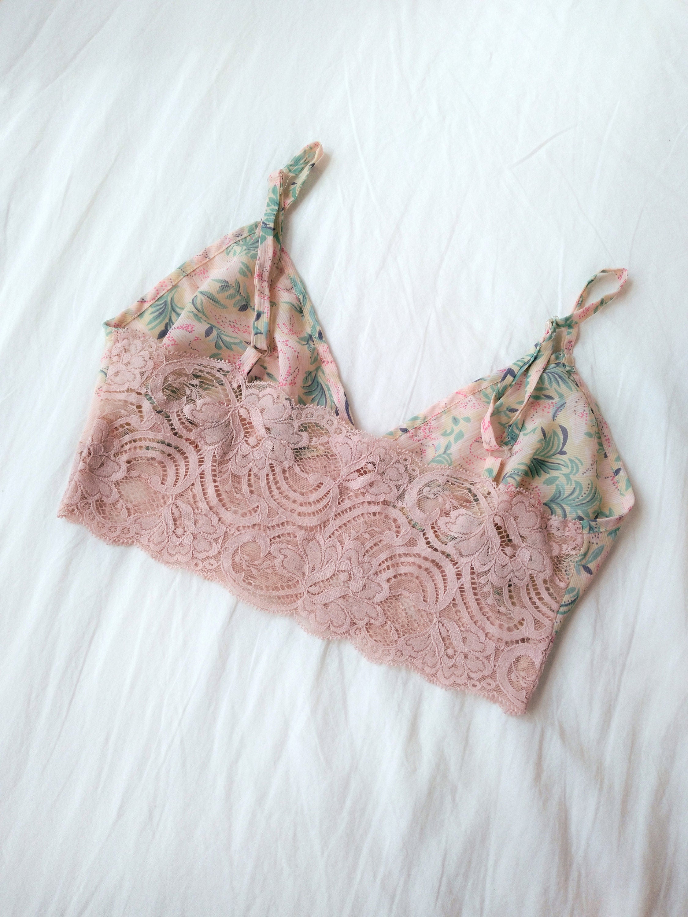 1970s Vintage Victoria's Secret Dusty Pink Floral Bralette