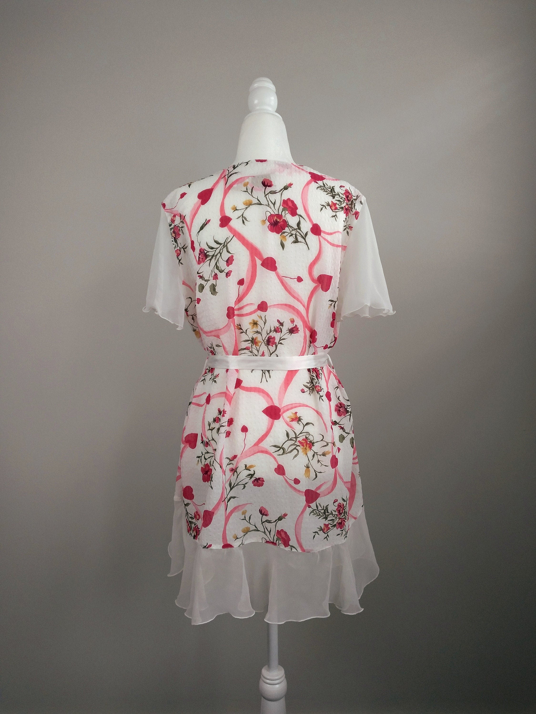 1980s Vintage Victoria's Secret Sweetheart Floral & Heart Robe