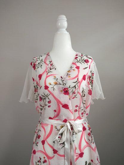 1980s Vintage Victoria's Secret Sweetheart Floral & Heart Robe