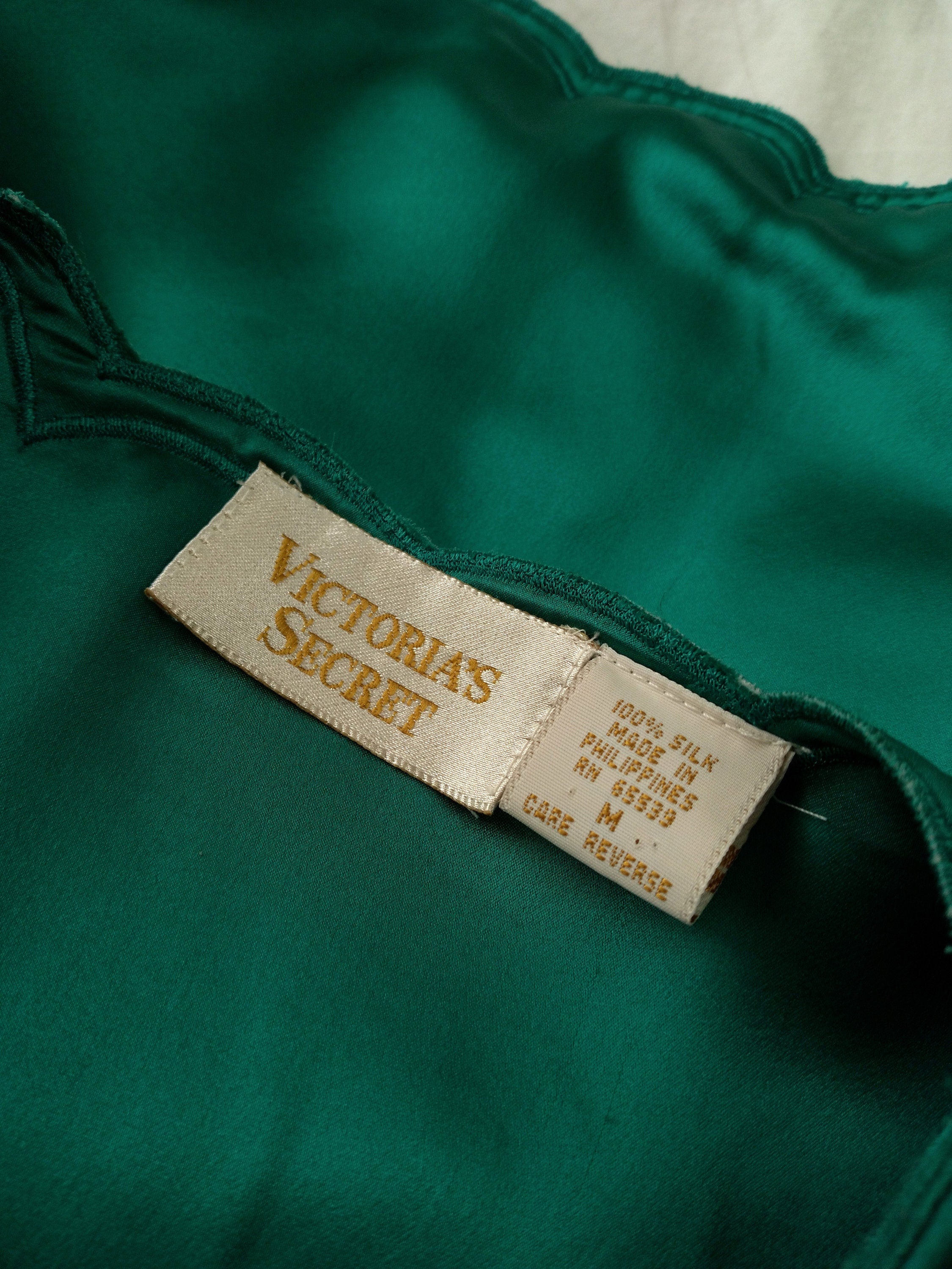 1980s Vintage Victoria's Secret Emerald Silk Bed Jacket