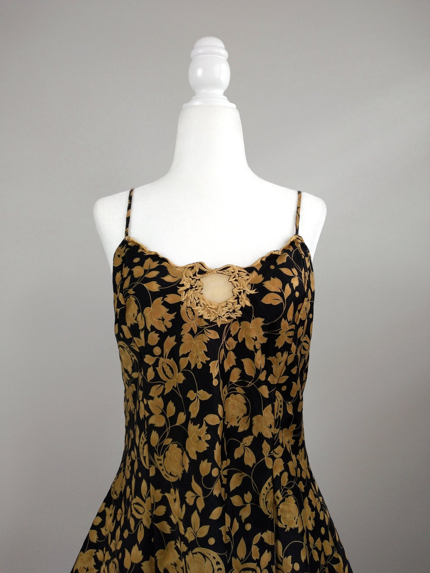 1990s Vintage Victoria's Secret Black & Gold Floral Lounge Set