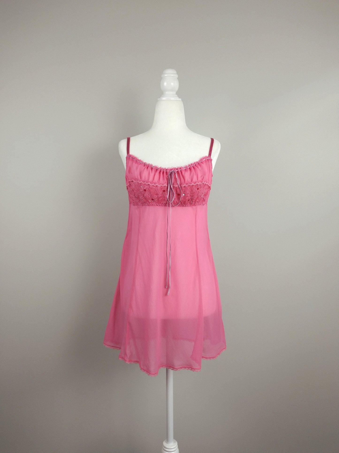 Y2k Vintage Victoria's Secret Pink Silk Milkmaid Babydoll