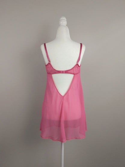 Y2k Vintage Victoria's Secret Pink Silk Milkmaid Babydoll