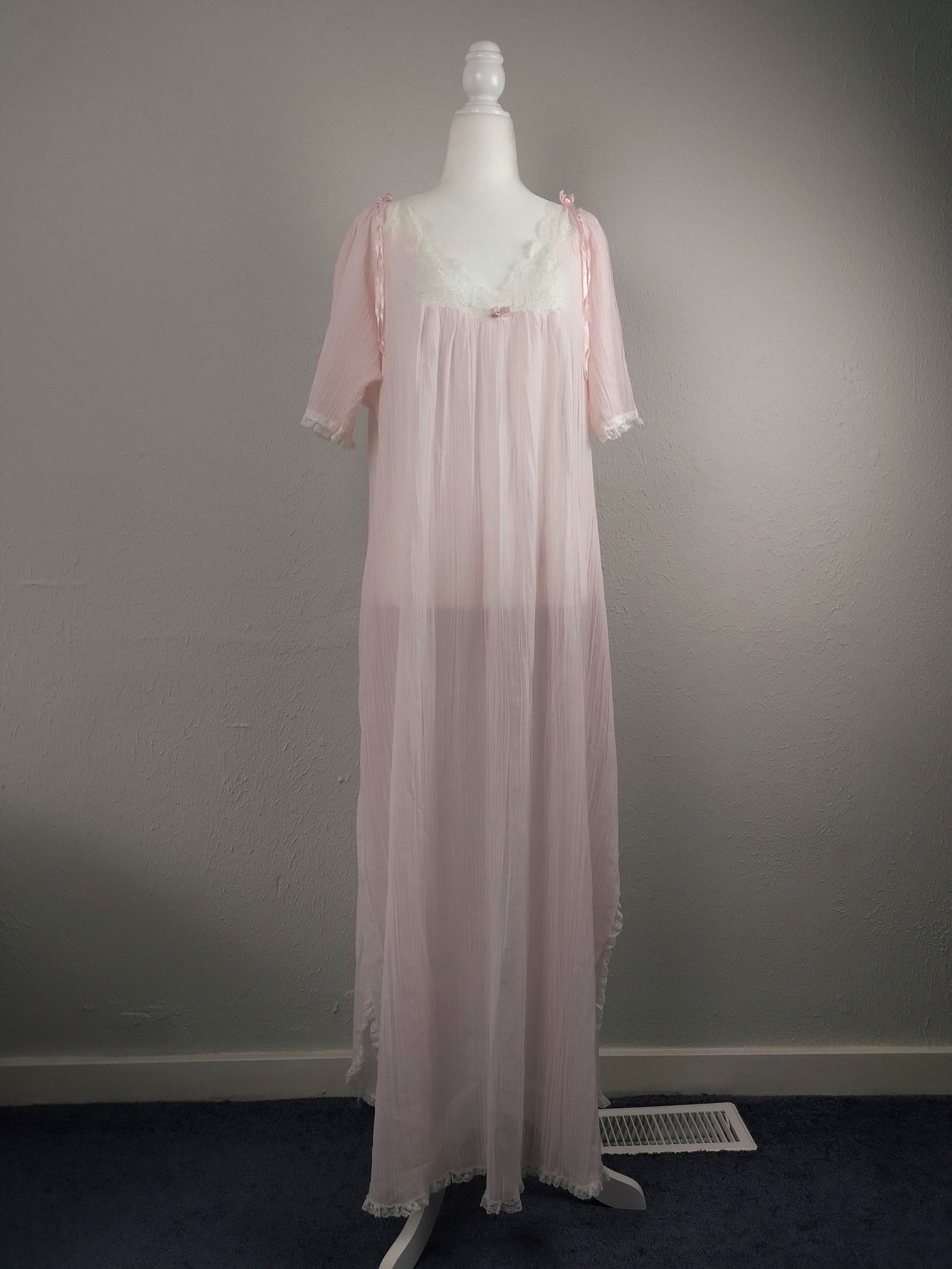 1970s Vintage Christian Dior Pastel Pink Nightgown