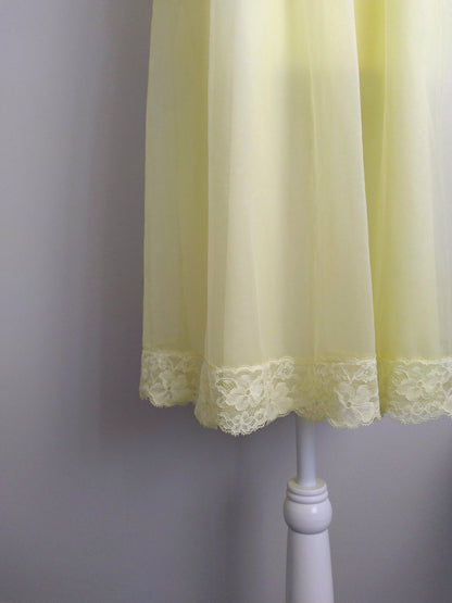 1950s Vintage Vanity Fair Glowing Yellow Chiffon Nightgown