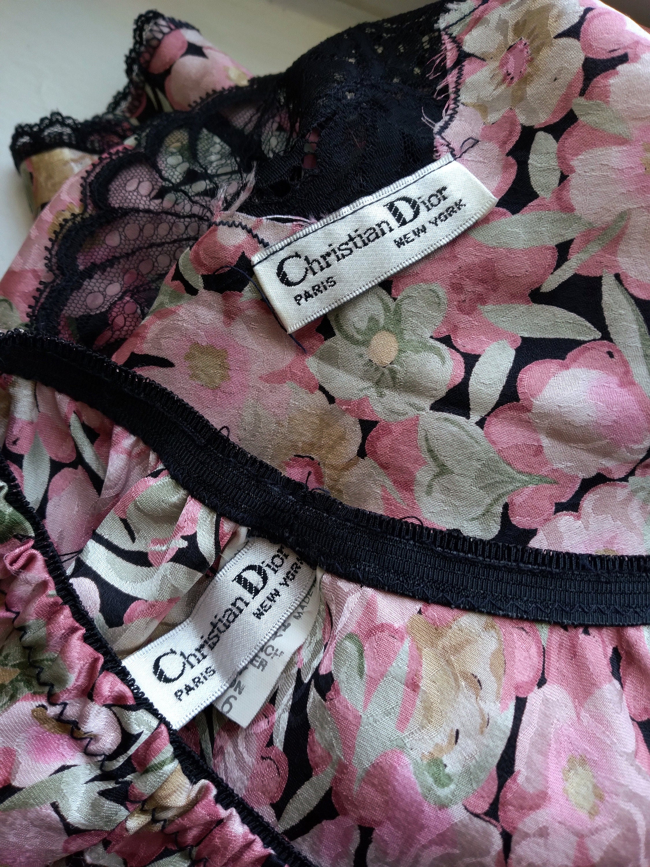 1970s Vintage Christian Dior Cami & Tap Shorts Floral Lounge Set
